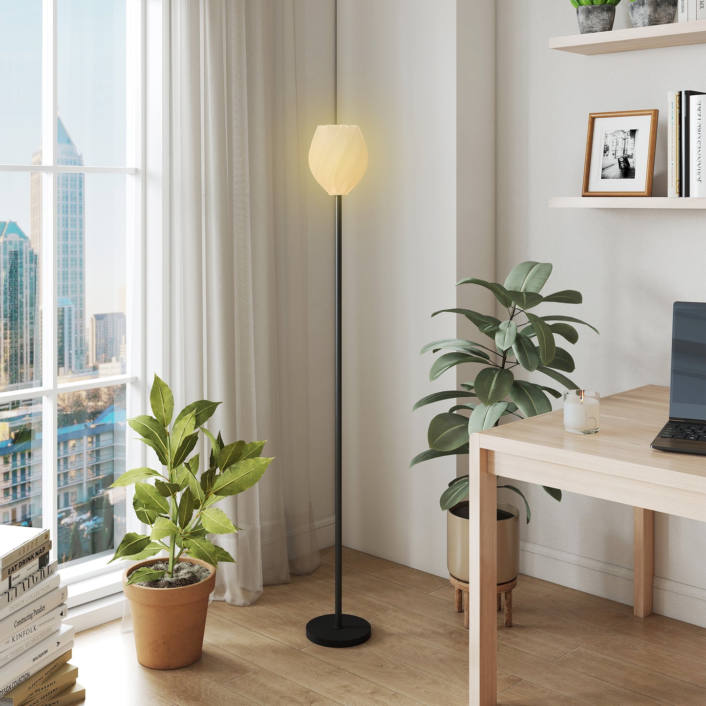 HOMCOM Flower Floor Lamp With 3D Printed Rose Lampshade Modern Standing Lamp Foot Switch E27 Holder 25W Max White