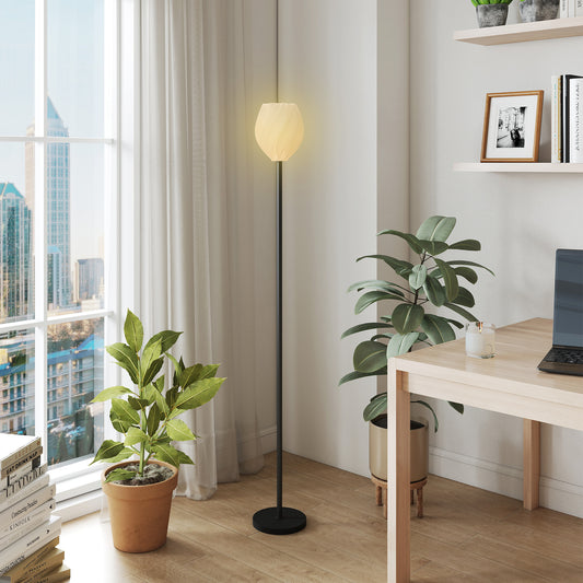 HOMCOM Flower Floor Lamp With 3D Printed Rose Lampshade Modern Standing Lamp Foot Switch E27 Holder 25W Max White