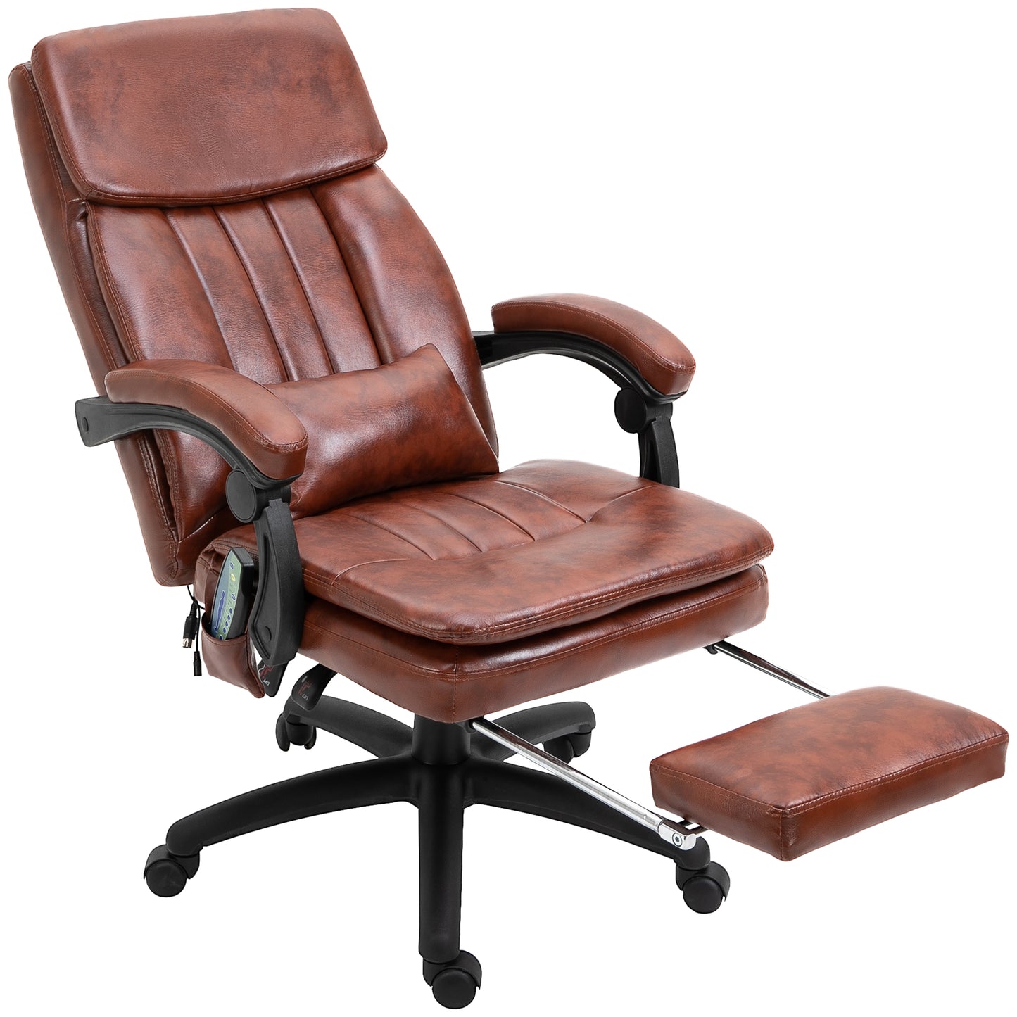 Vinsetto Vintage Brown Gaming Recliner with Massage and Footrest - Adjustable Height Office Chair - ALL4U RETAILER LTD