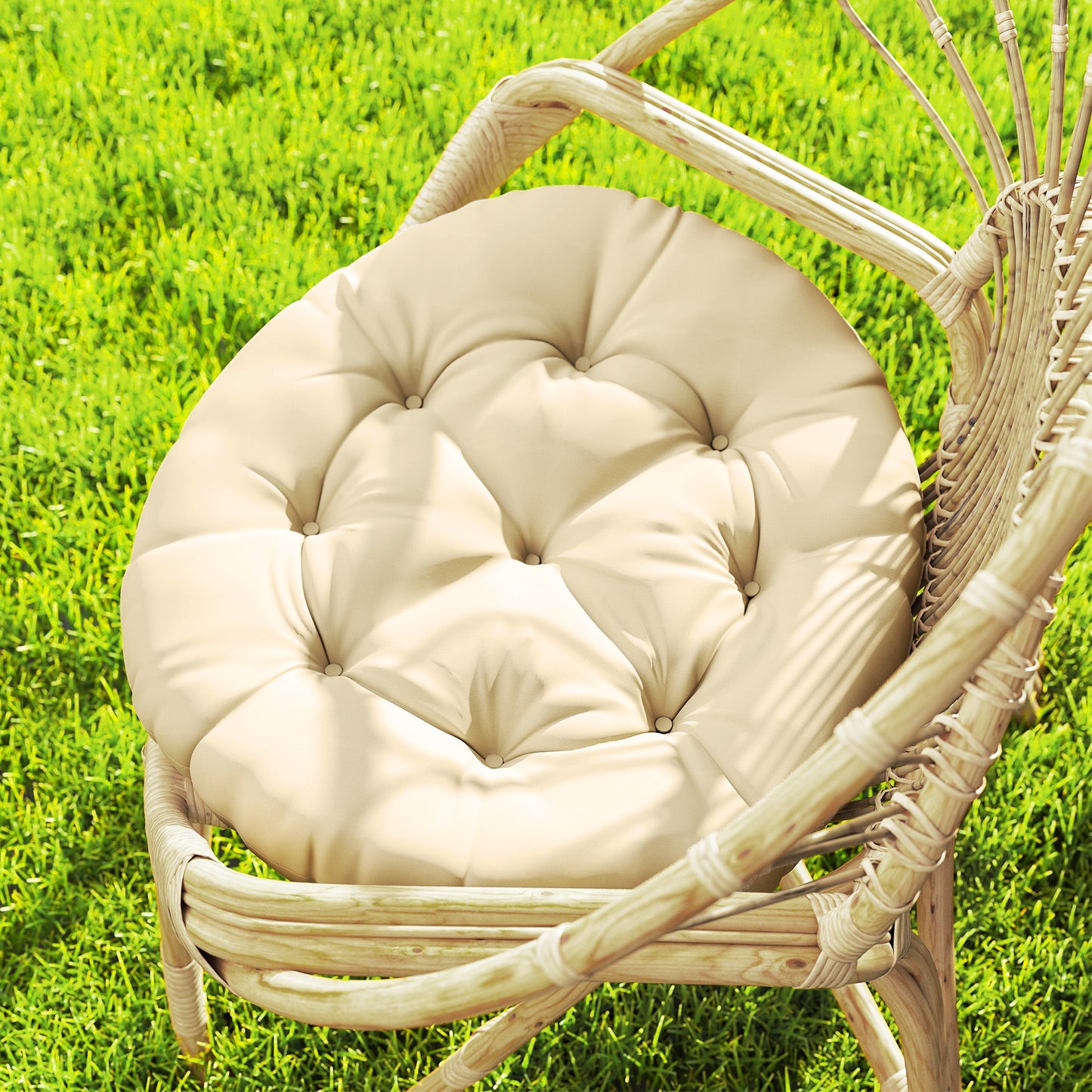 Outsunny Set of Two 60cm Outdoor Cushions Beige Splash Resistant UV Protected Cotton Filled Tufted