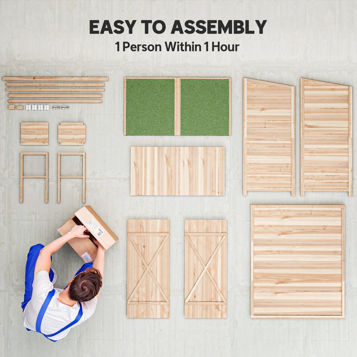Outsunny 140 X 75 Fir Wood Garden Shed With Asphalt Roof Natural Finish Tall Vertical Storage