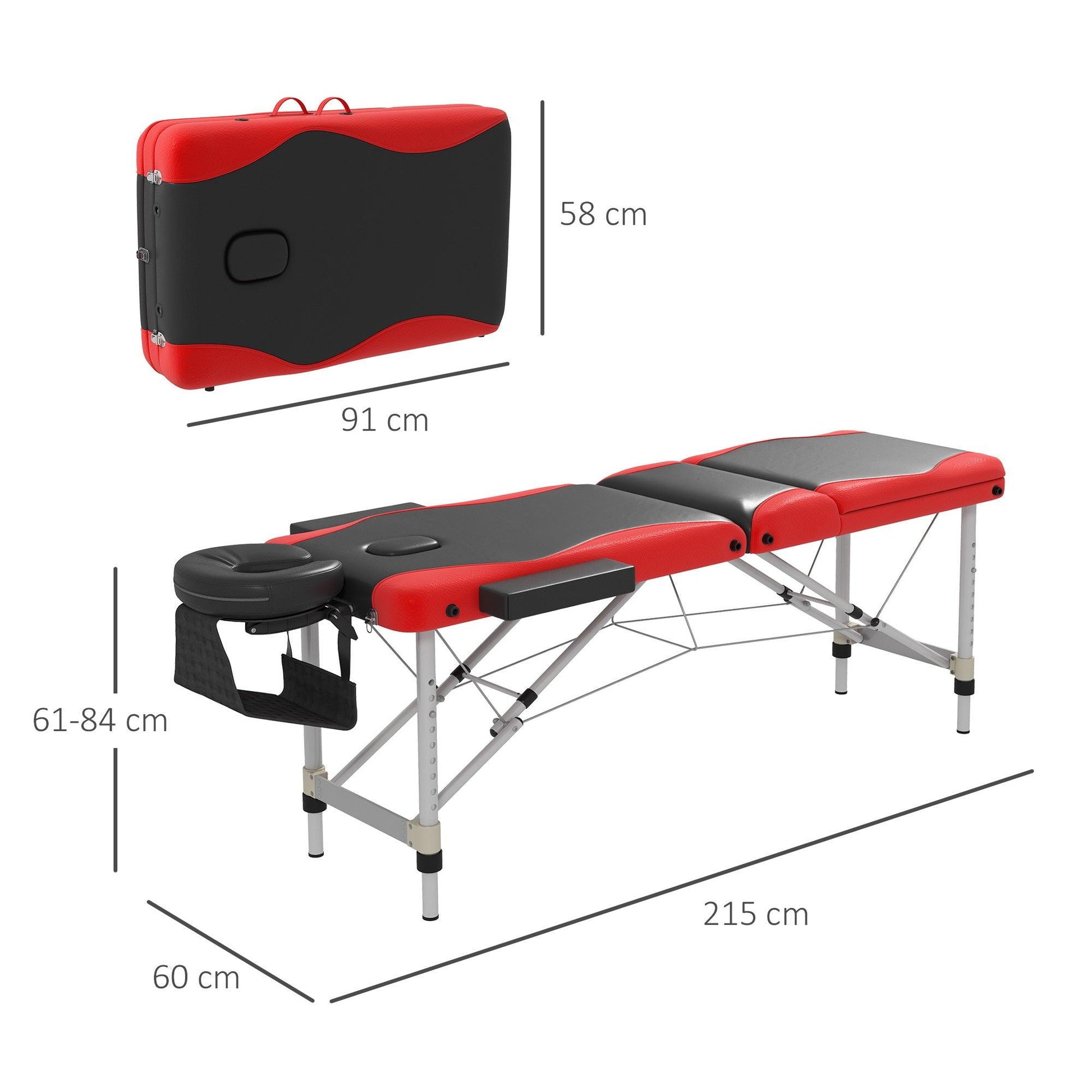 HOMCOM Portable Massage Table Beauty Therapy Couch Bed Spa Aluminum Red - ALL4U RETAILER LTD