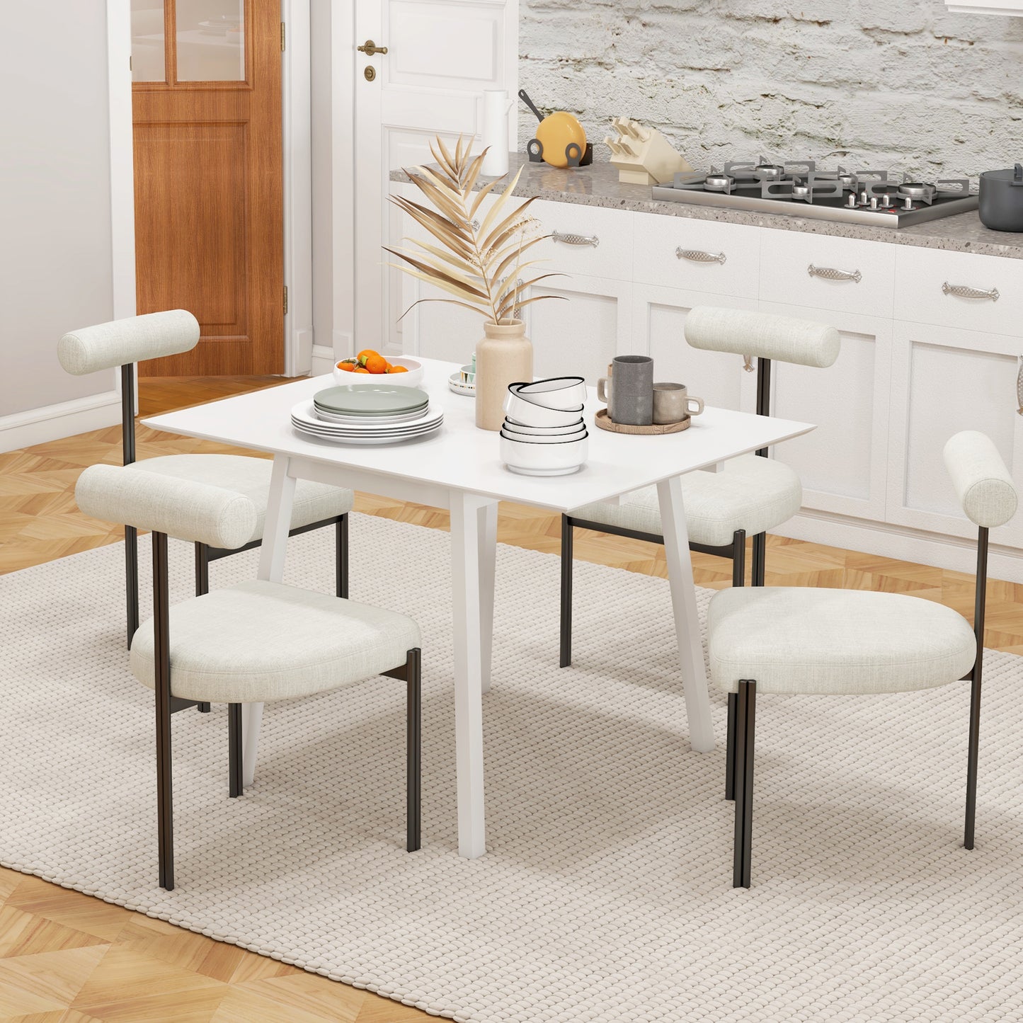 HOMCOM Solid Wood Drop Leaf Dining Table For 2 To 4 People Folding Rectangular Kitchen Table For Small Spaces White