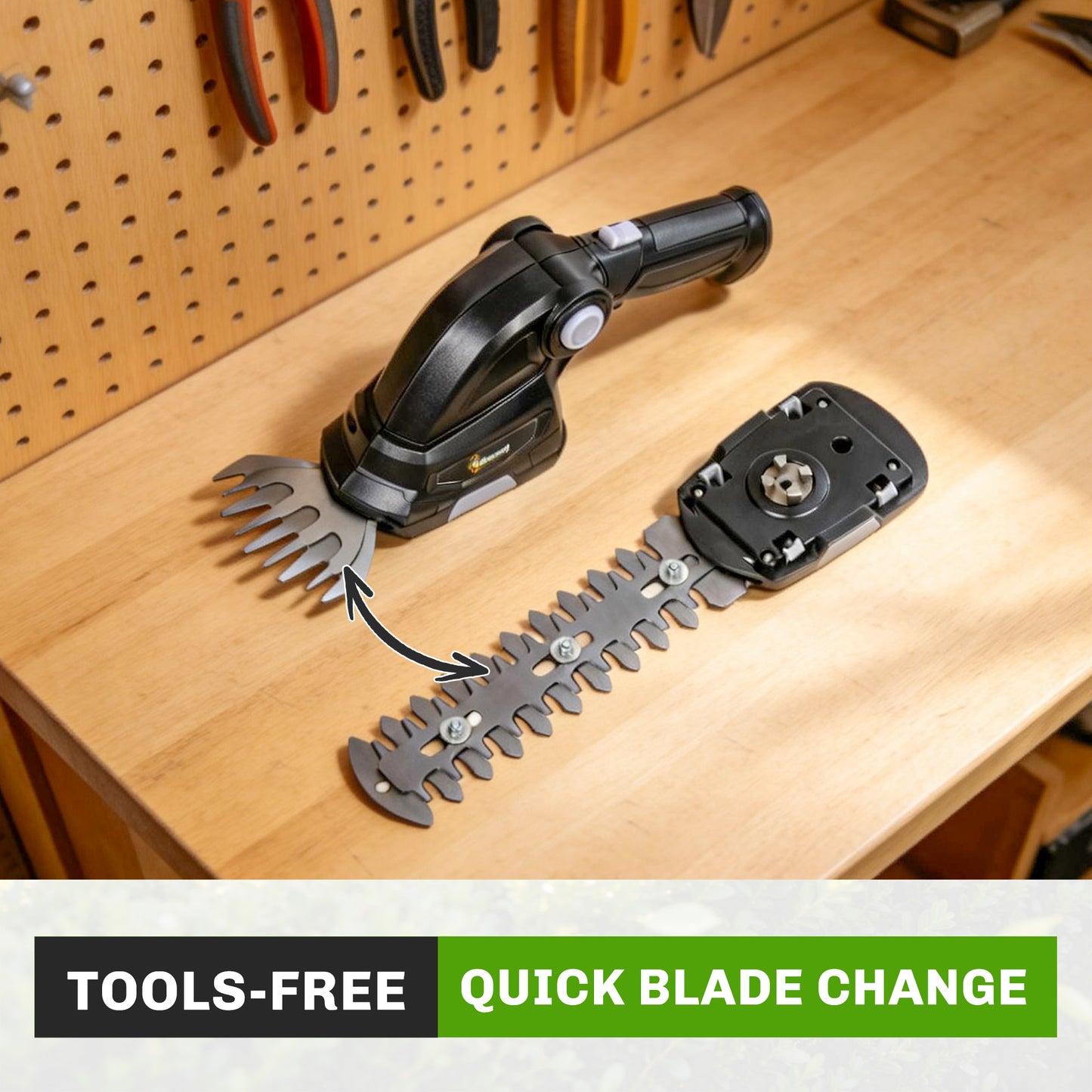 Outsunny 2 In 1 Cordless Hedge Trimmer And Grass Shear With Rechargeable 2000mAh Batteries And Two Changeable Blades