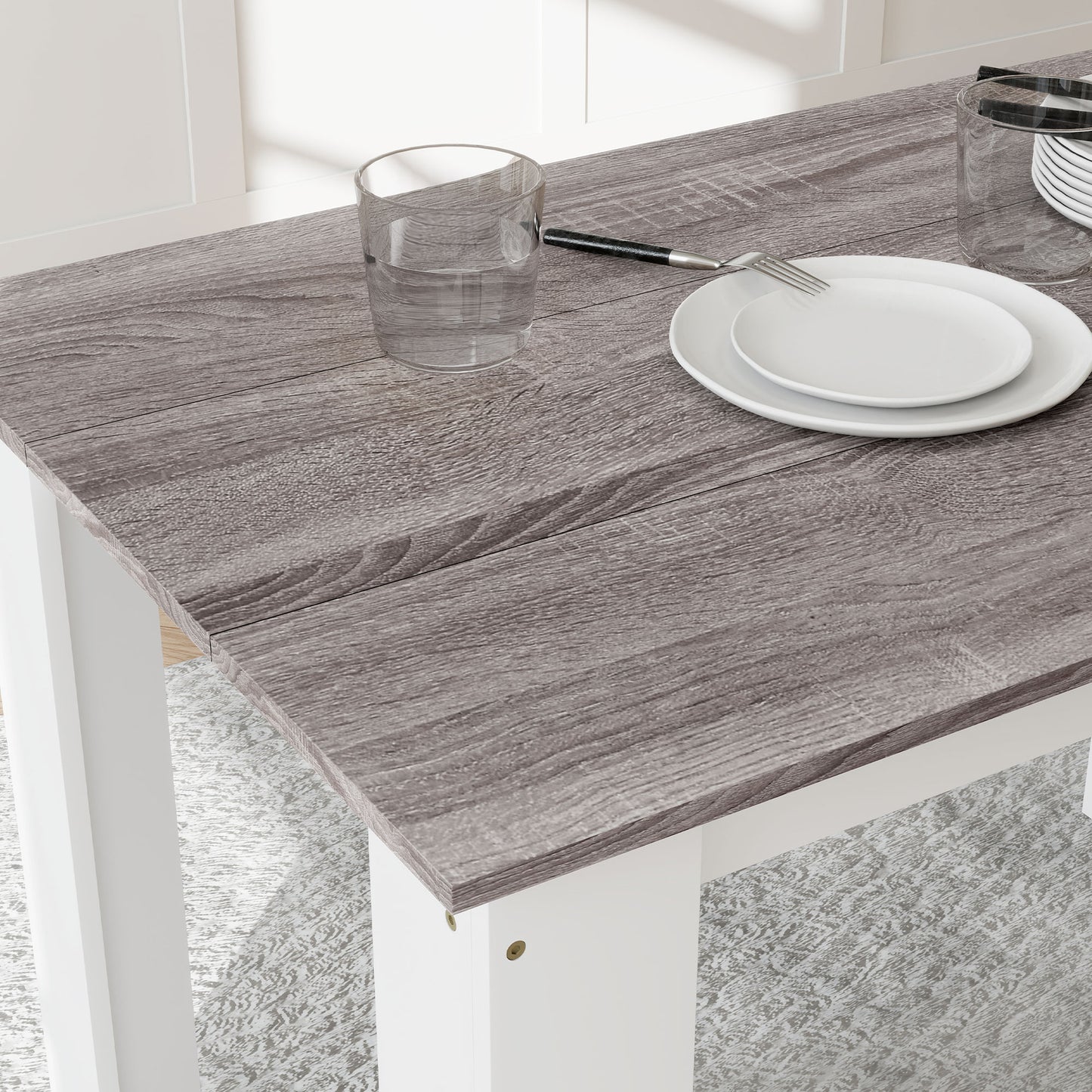 HOMCOM Dining Table For Four To Six People Kitchen Table With Wood Effect Grey Melamine Surface For Dining Room