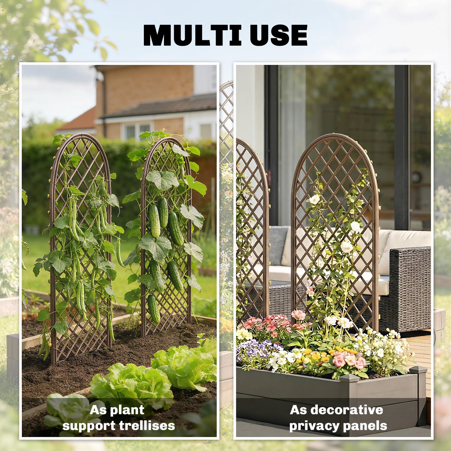 Outsunny Handwoven Natural Wicker Garden Arch Trellis Climbing Plants Outdoor Patio Decor