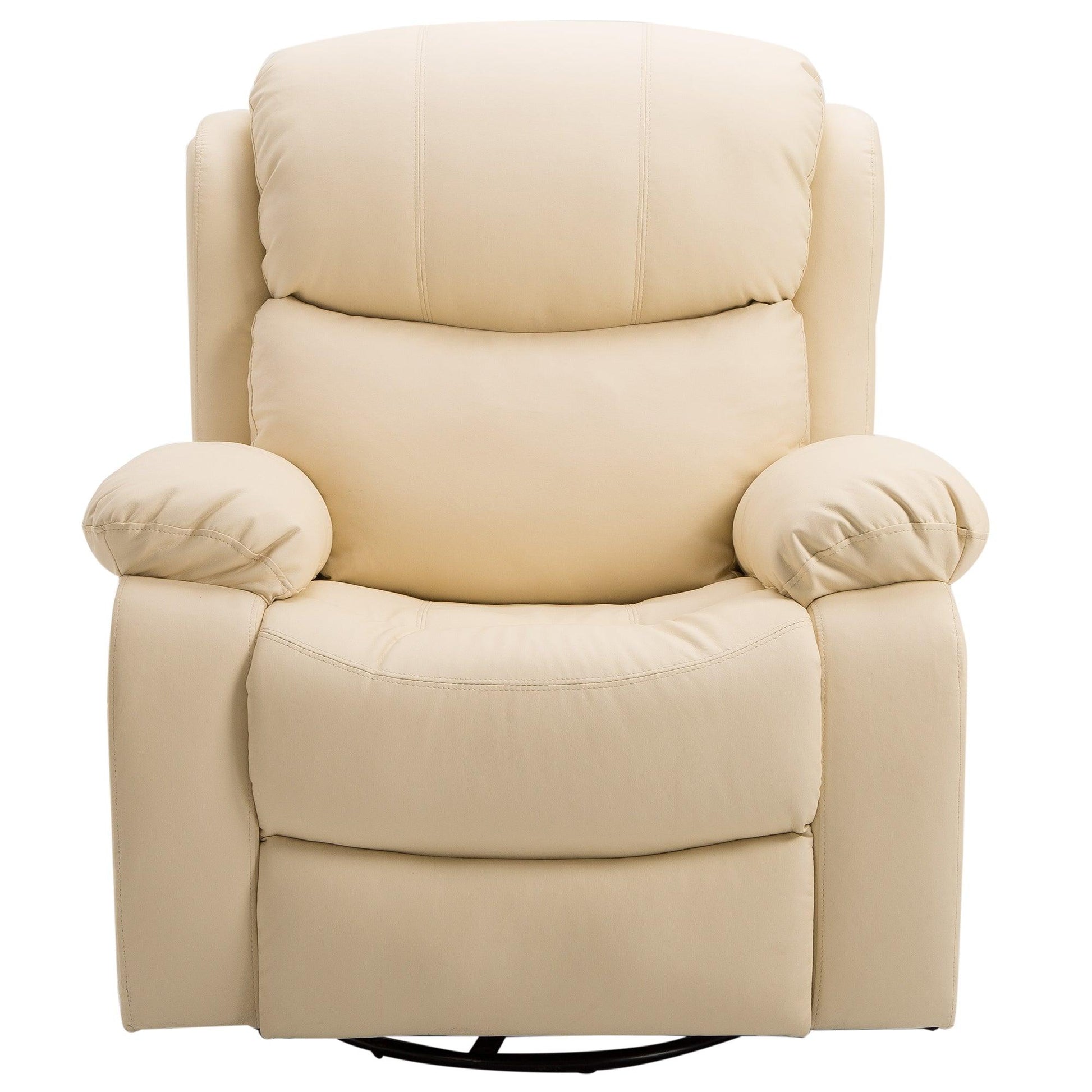 HOMCOM Massage Recliner Chair Manual Reclining Chair with Footrest Remote Beige - ALL4U RETAILER LTD