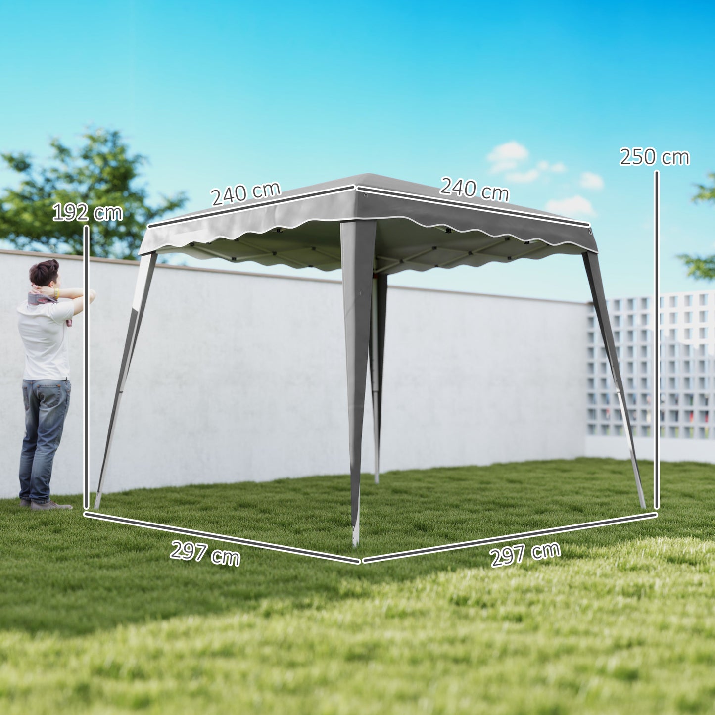 Outsunny Two Point Five Meter Square Pop Up Garden Gazebo Tent Grey For Outdoor Events And Picnics