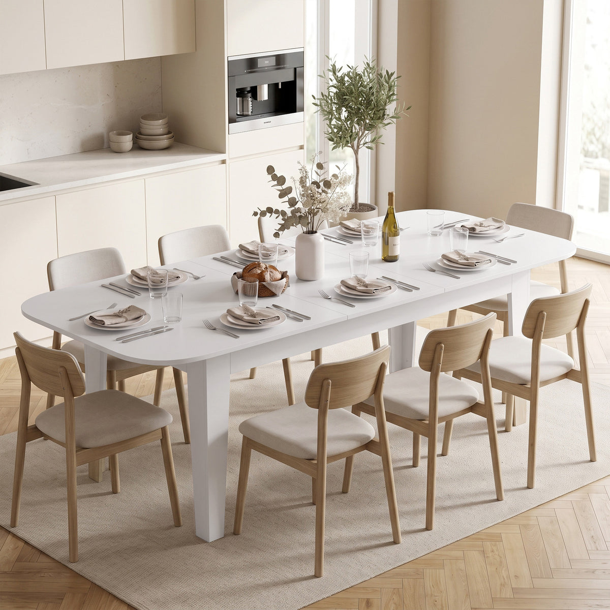HOMCOM Extendable Oval Dining Table for 4 to 6 People White Modern Kitchen Table