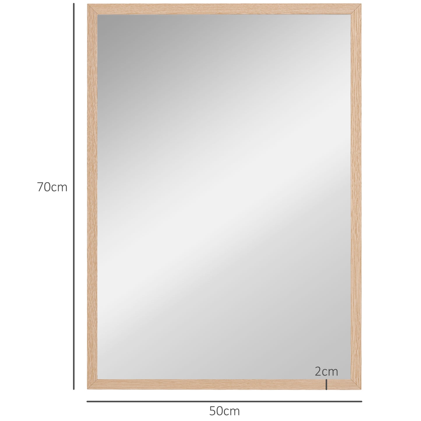 HOMCOM Wall Mounted Mirror 70 x 50 cm Natural Wood Frame For Bathroom Living Room Hallway