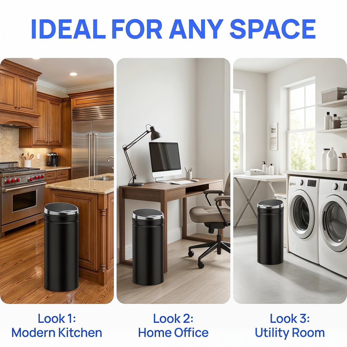 HOMCOM 50L Automatic Motion Sensor Trash Bin Fingerprint Resistant Stainless Steel Black