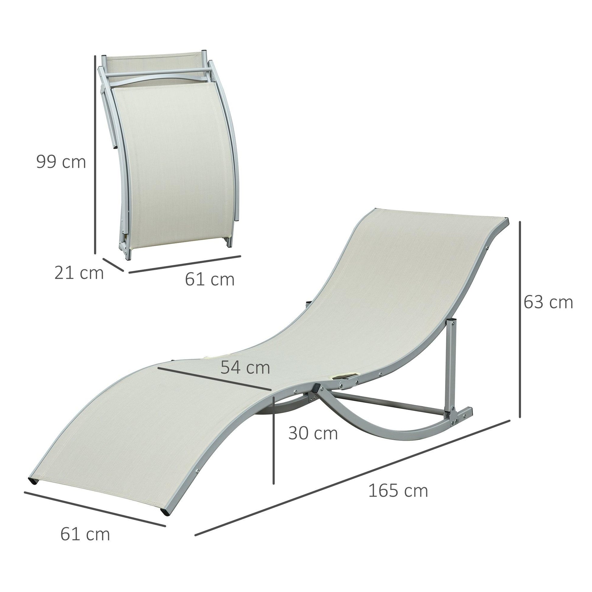 Outsunny Set of 2 Zero Gravity Lounge Chair Recliners Sun Lounger Beige - ALL4U RETAILER LTD