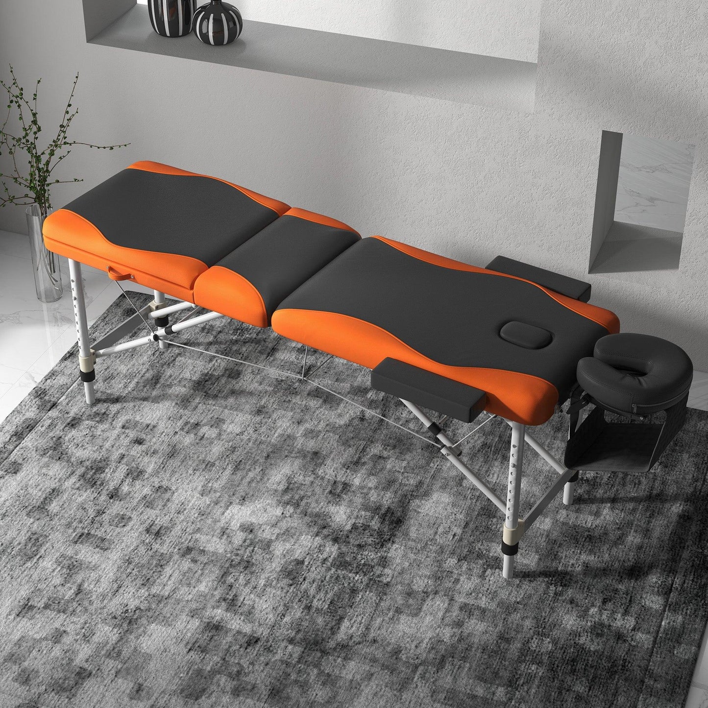 HOMCOM Portable Massage Table Beauty Therapy Couch Bed Spa Aluminum Orange - ALL4U RETAILER LTD