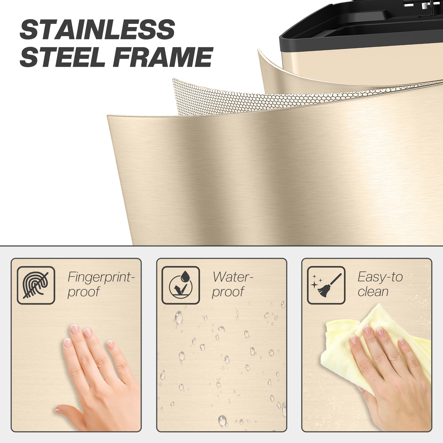 Homcom 40L Dual Compartment Stainless Steel Bin With Deodoriser Holders Gold Tone