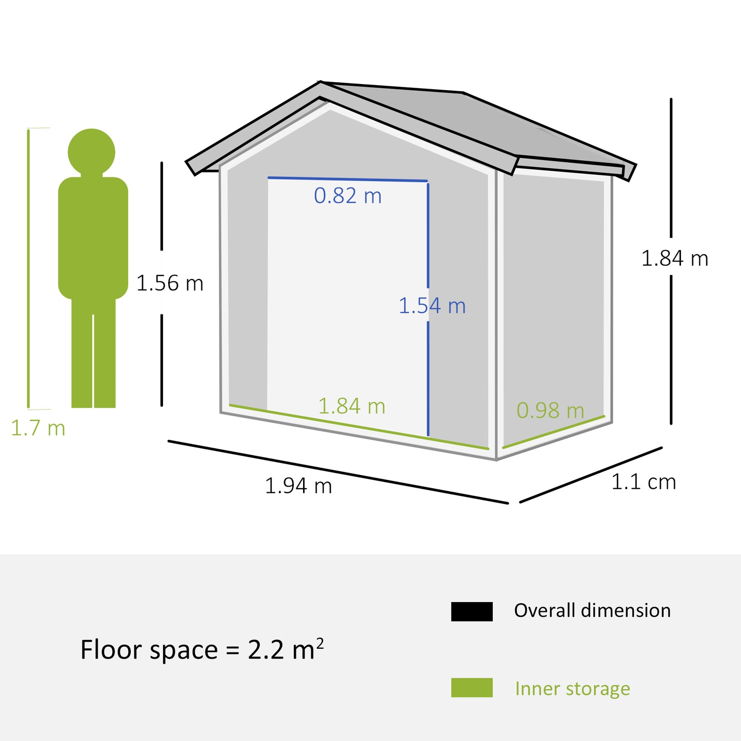 Outsunny 6.5ft x 3.5ft Metal Garden Storage Shed Outdoor Tool Storage Double Sliding Doors 4 Vents Green - ALL4U RETAILER LTD