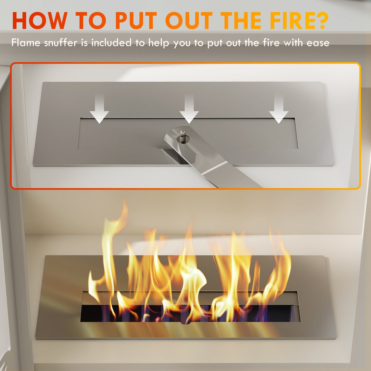 HOMCOM Freestanding Ethanol Fireplace Bioethanol Stainless Steel Flame Snuffer 0.9L Tank 3 Hour Burn Time Indoor