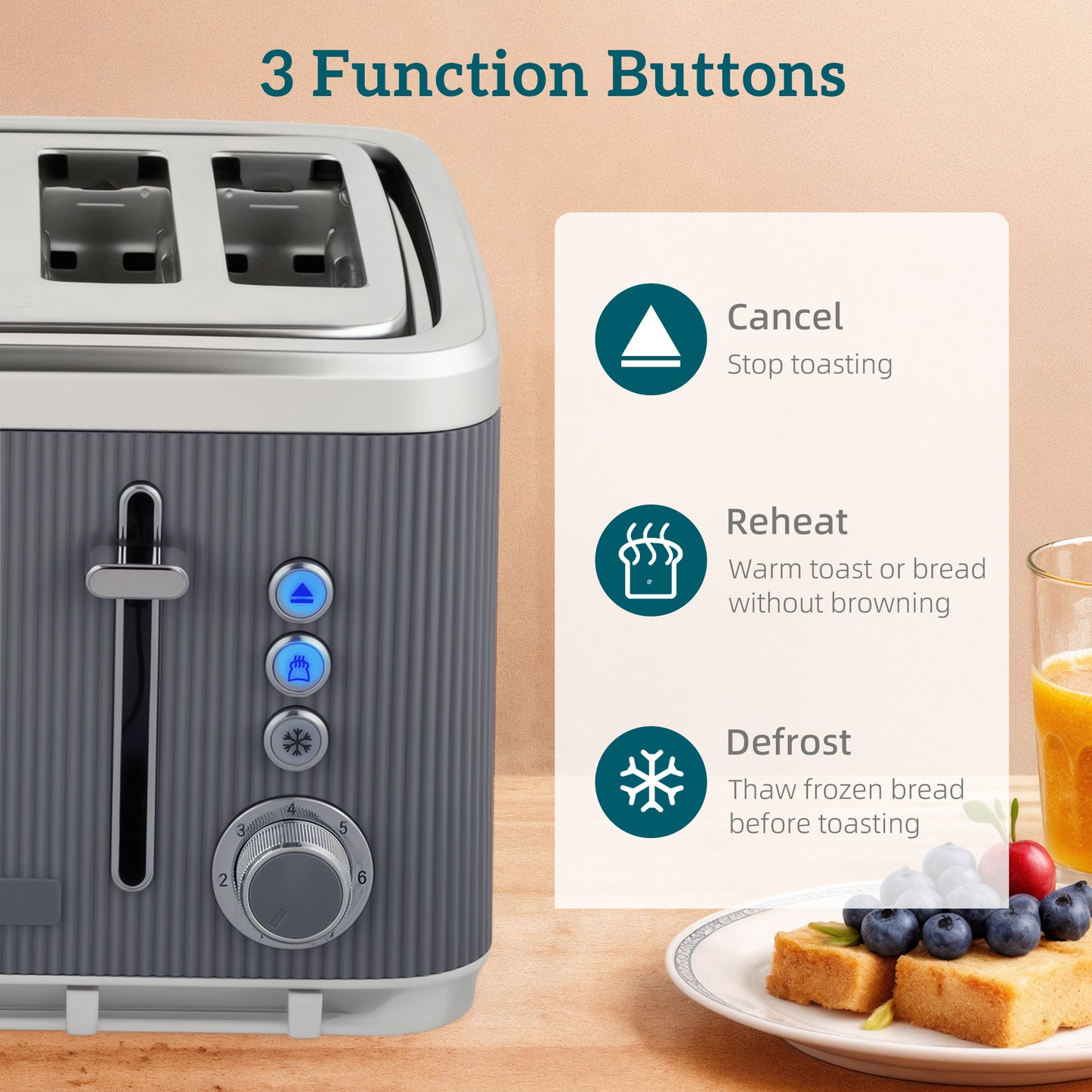 Homcom Electric Kettle and 4 Slice Toaster Set 3000W 1.7L UK Strix Thermostat Limescale Filter Cool Touch Grey