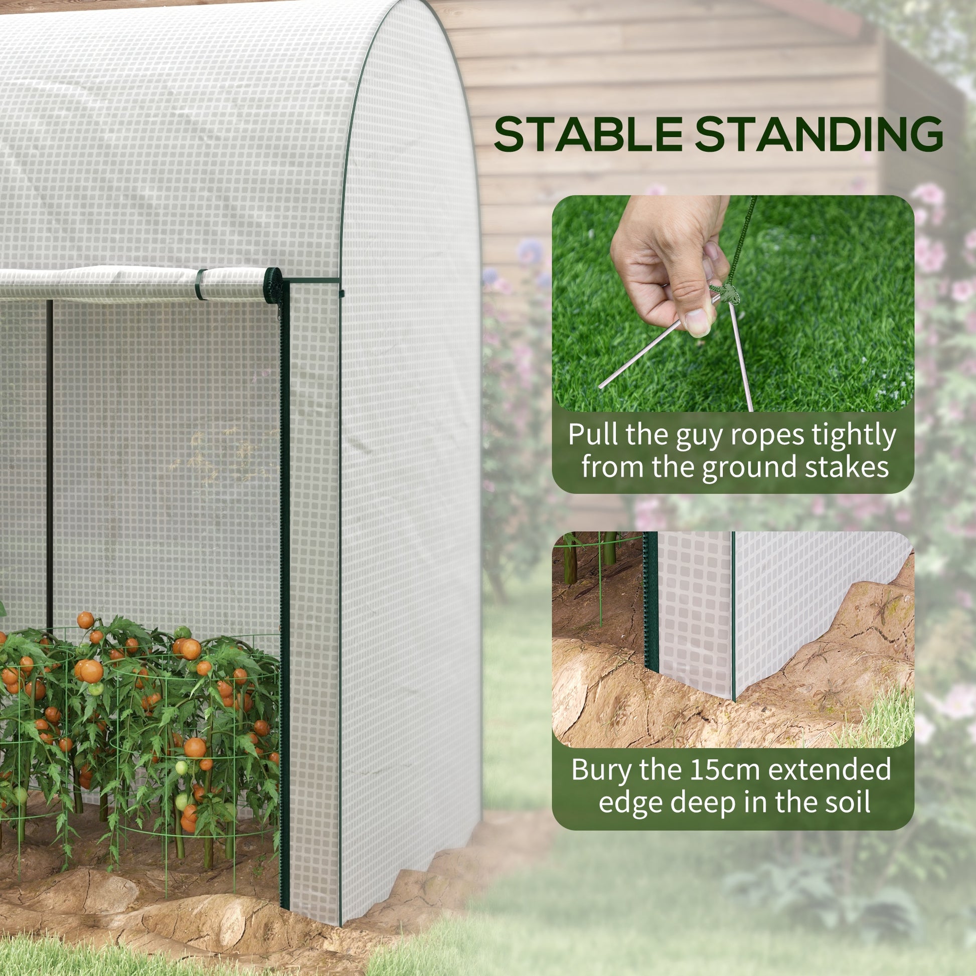 Outsunny Compact Walk-In Greenhouse with Roll-Up Doors for Vegetables, Herbs, and Flowers - 200 x 100 x 178cm, White - ALL4U RETAILER LTD