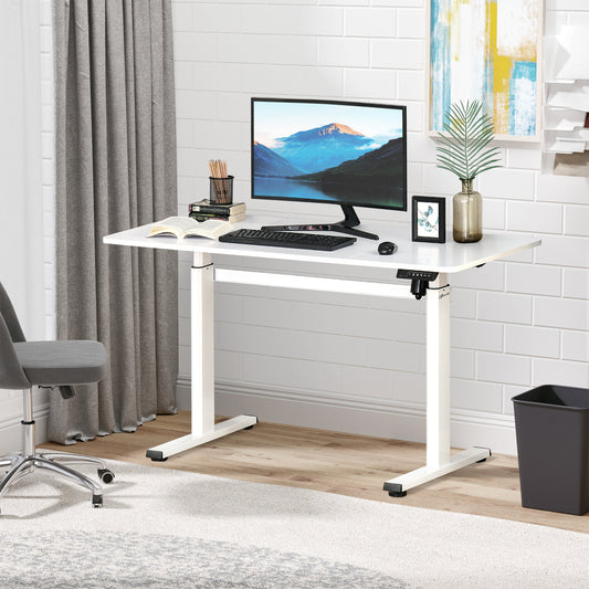 Vinsetto Electric Adjustable Stand-Up Desk with Large Surface, Motorized Height Control for Home Office, White - ALL4U RETAILER LTD