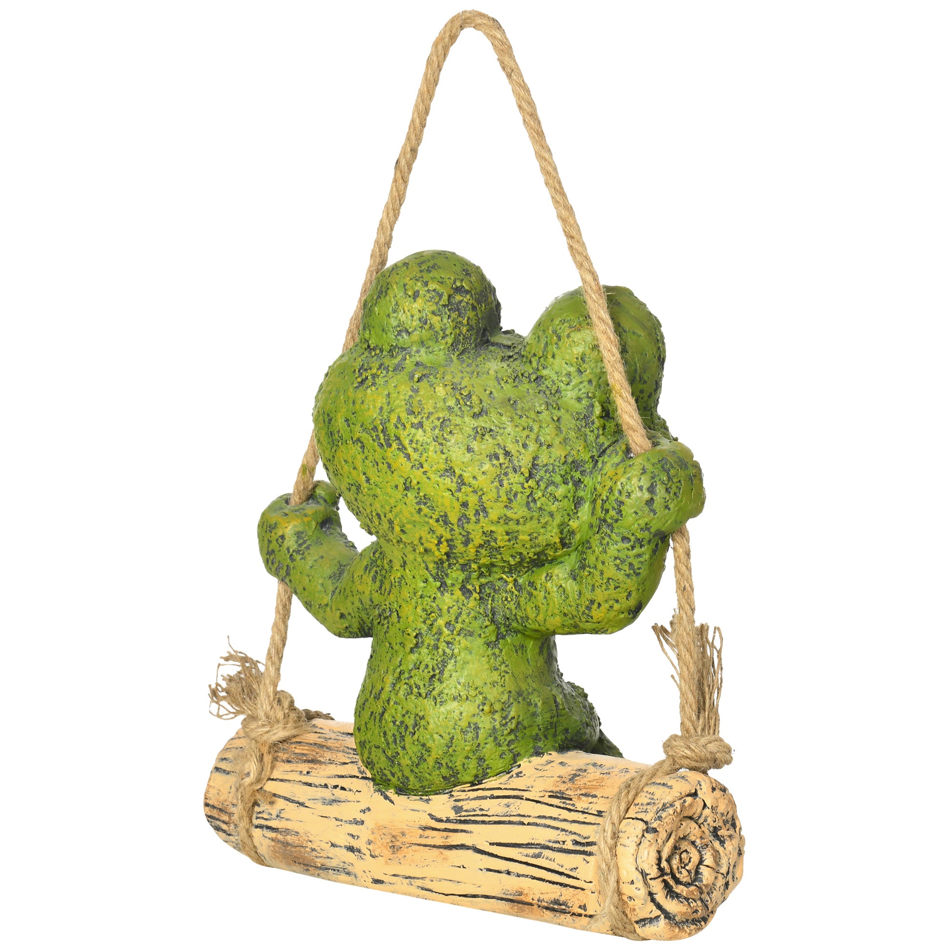 Outsunny Charming Frog Swing Garden Ornament - Vibrant Outdoor Decoration in Green - ALL4U RETAILER LTD