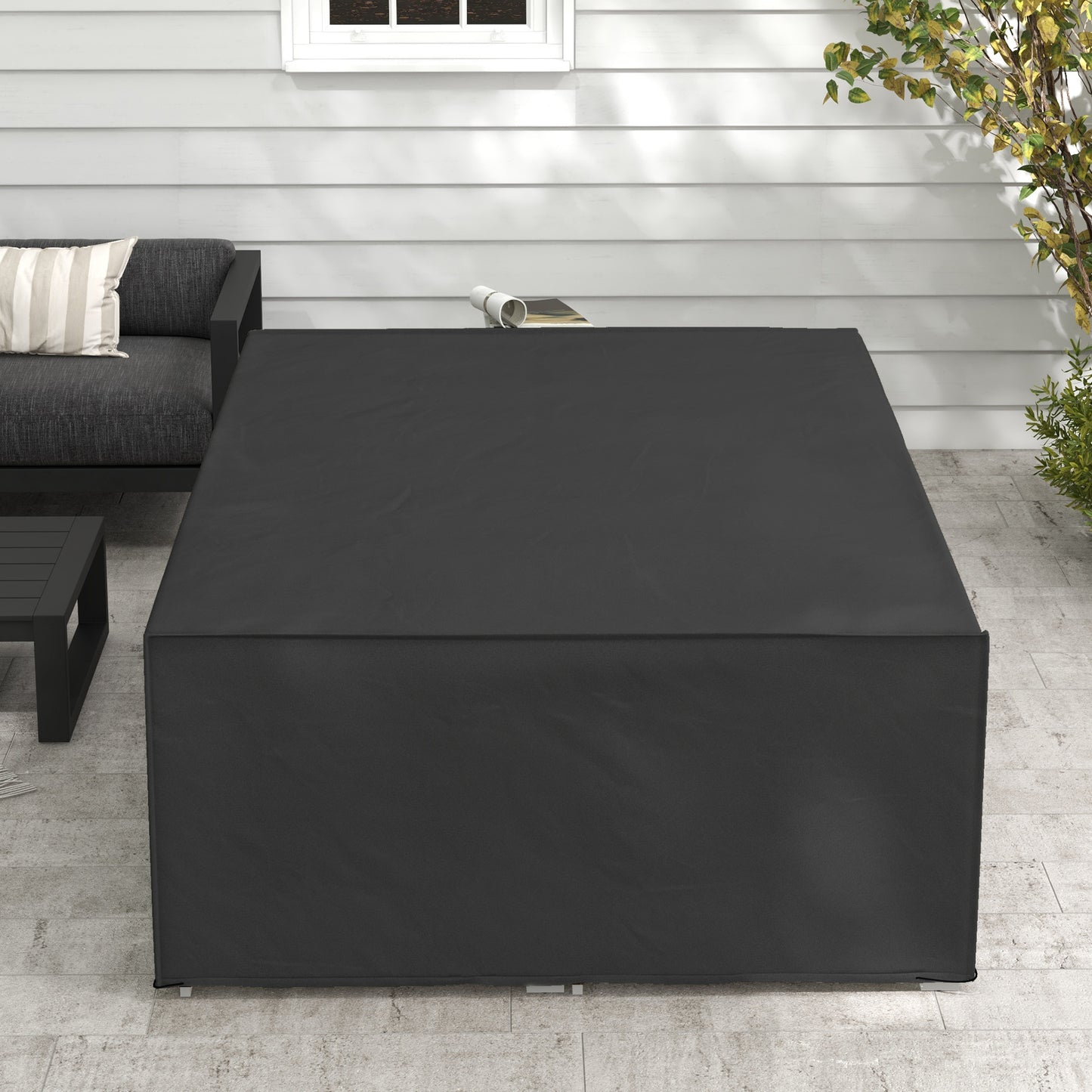 Outsunny Waterproof Outdoor Furniture Cover 222L X 155W X 67H Cm Black For Patio Rattan Set