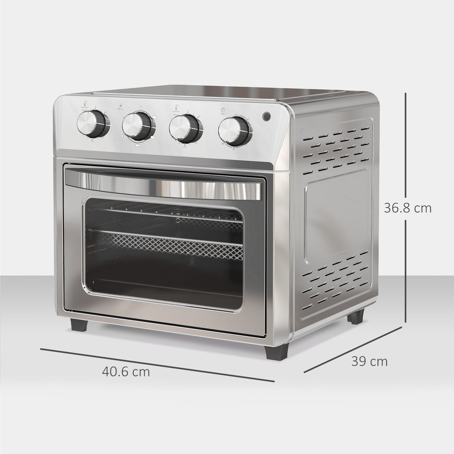 HOMCOM 24L Air Fryer Oven 1600W With Oil Free Cooking Adjustable Temperature Timer Touch Screen Dishwasher Safe Silver