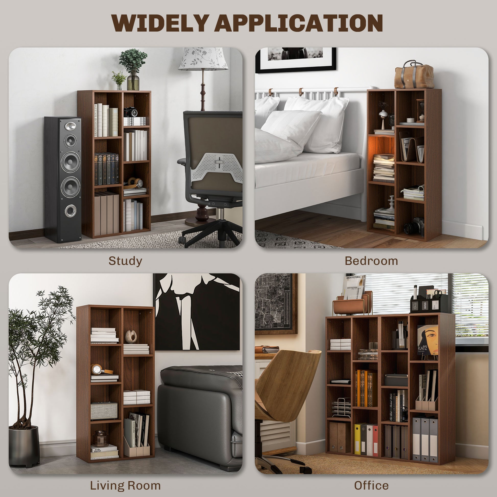 HOMCOM Walnut Effect Seven-Cube Storage Bookcase - ALL4U RETAILER LTD