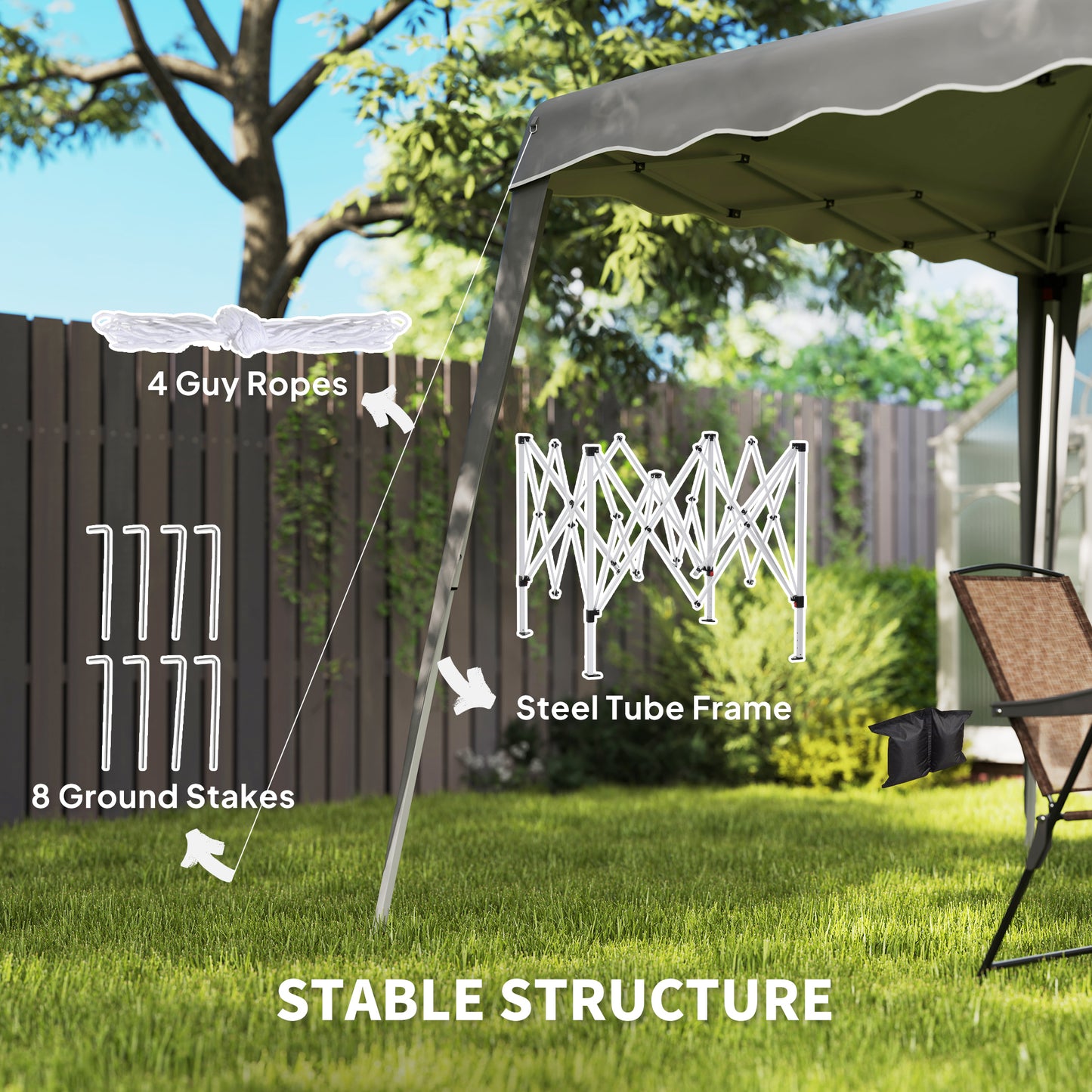 Outsunny Two Point Five Meter Square Pop Up Garden Gazebo Tent Grey For Outdoor Events And Picnics