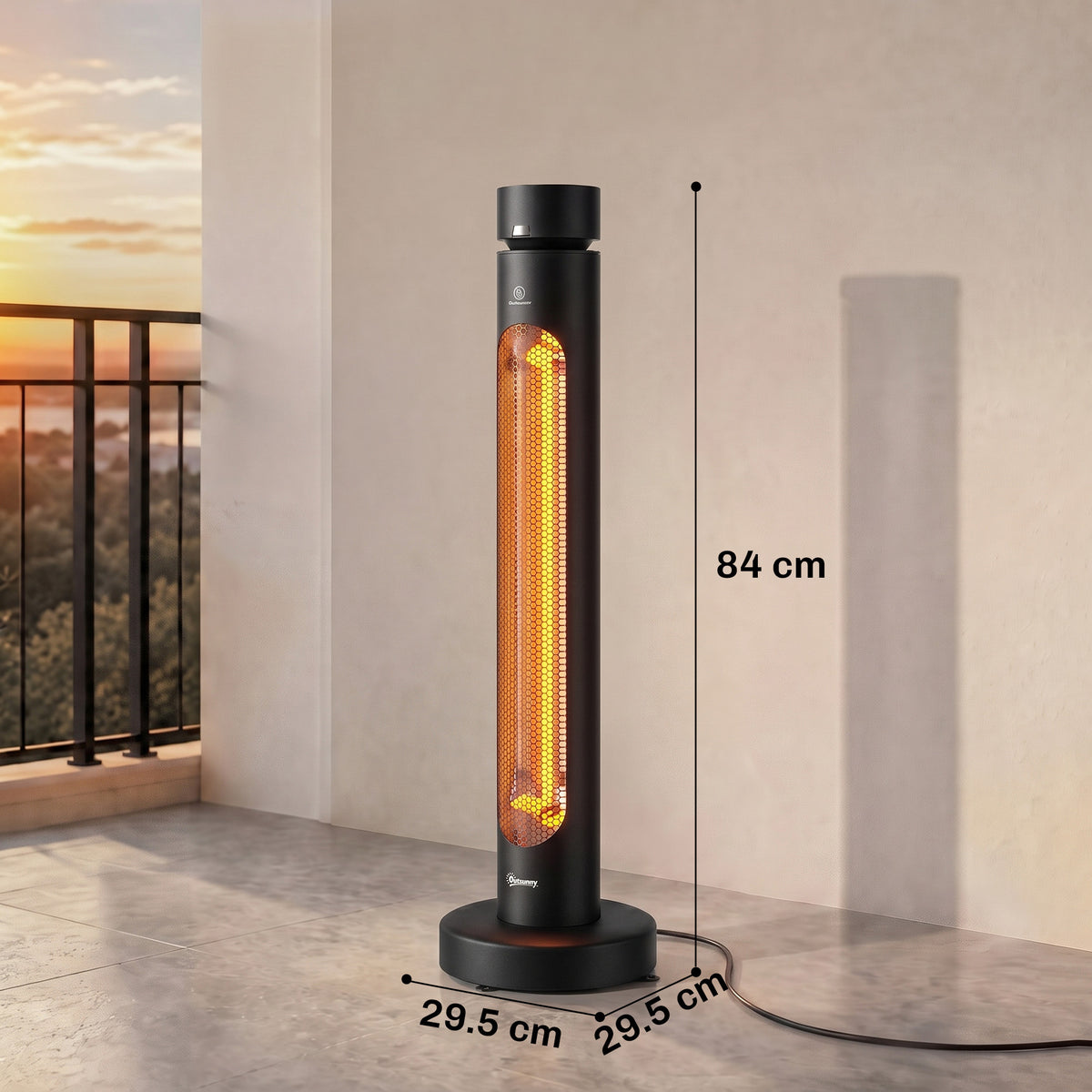 Outsunny 2000W Electric Infrared Patio Heater With Remote And Control Panel Black