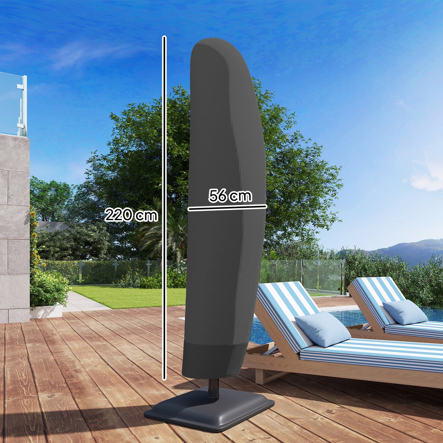 Outsunny Cantilever Umbrella Cover 2 To 4m 300D Oxford Shield With Zipper For Outdoor Garden Patio Black