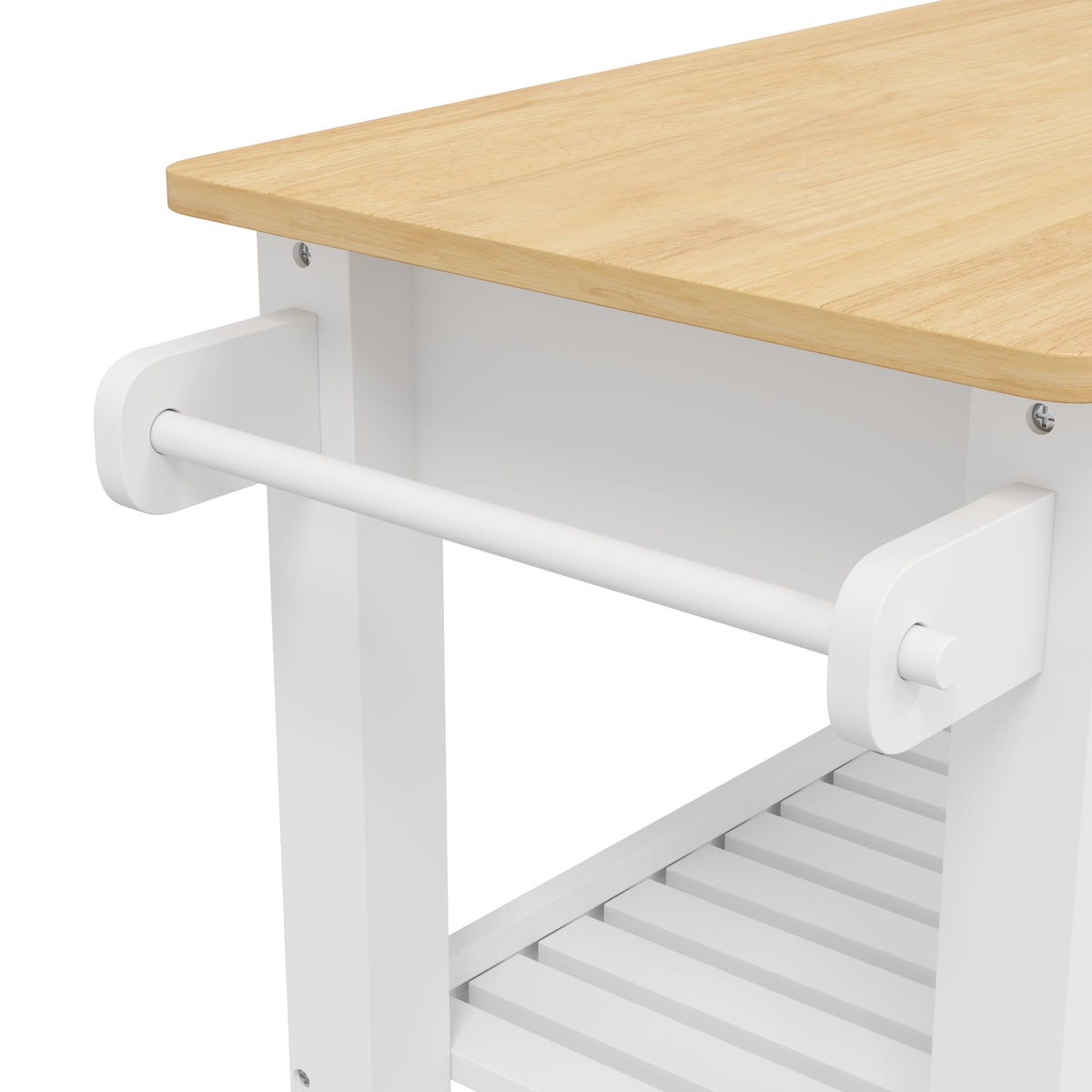 HOMCOM Kitchen Rolling Trolley With Rubberwood Top And Drawer