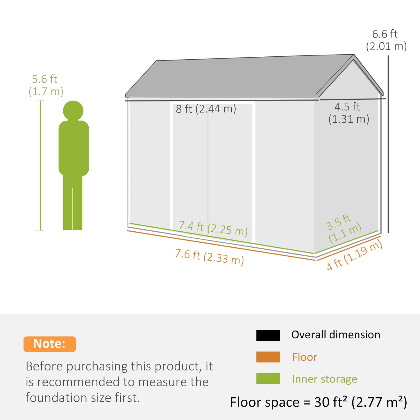 Outsunny 8x4ft Resin Garden Shed Wood Effect Outdoor Storage With Floor Windows Lockable Doors Vents Dark Grey