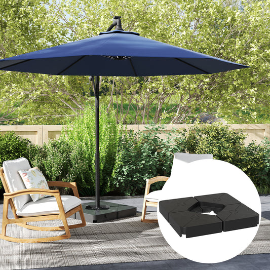 Outsunny Umbrella Weights for Cantilever Parasols Set of 4 Heavy Duty Base Weights 64kg Sand or 55kg Water Filled Black