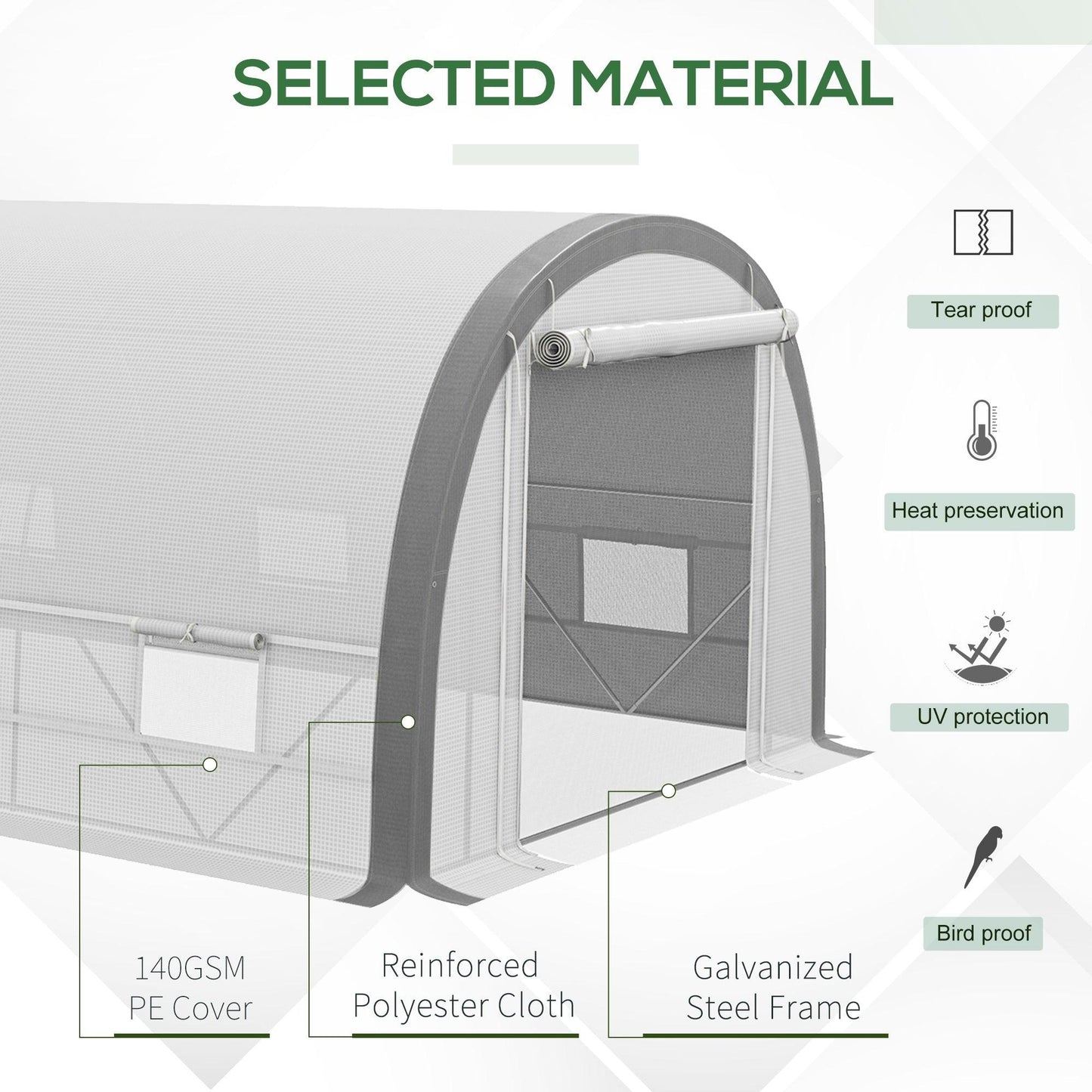 Outsunny Walk-in Tunnel Greenhouse, Upgraded Structure, Mesh Door & Windows - ALL4U RETAILER LTD