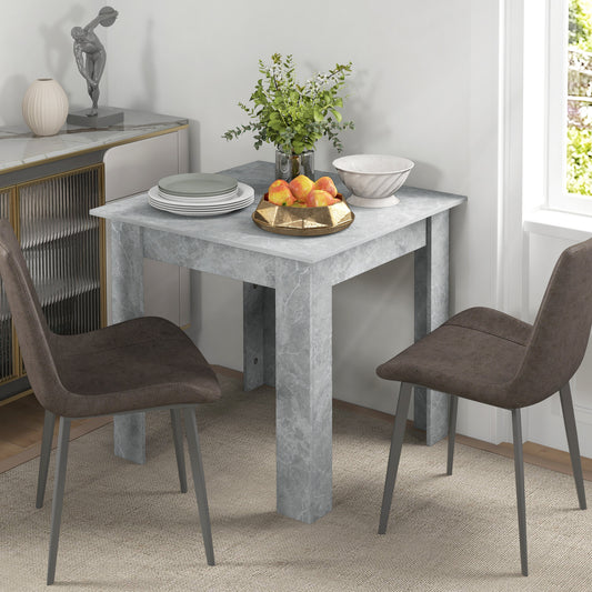 HOMCOM Square Dining Table Cement Grey Modern Dining Table With Faux Cement Effect And Space Saving Non Slip Foot Pads