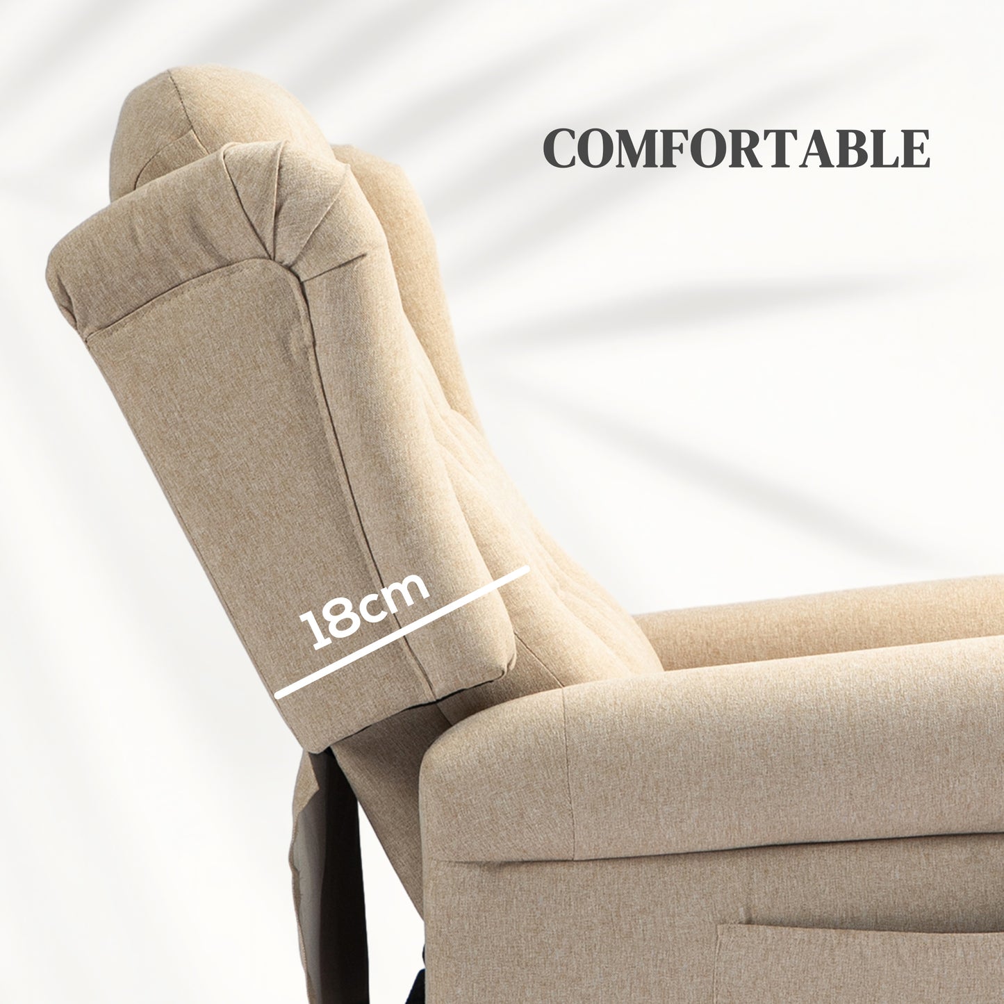 HOMCOM 45 Degree Lifting Riser Recliner Armchair Beige With 150 Degree Recline And Footrest