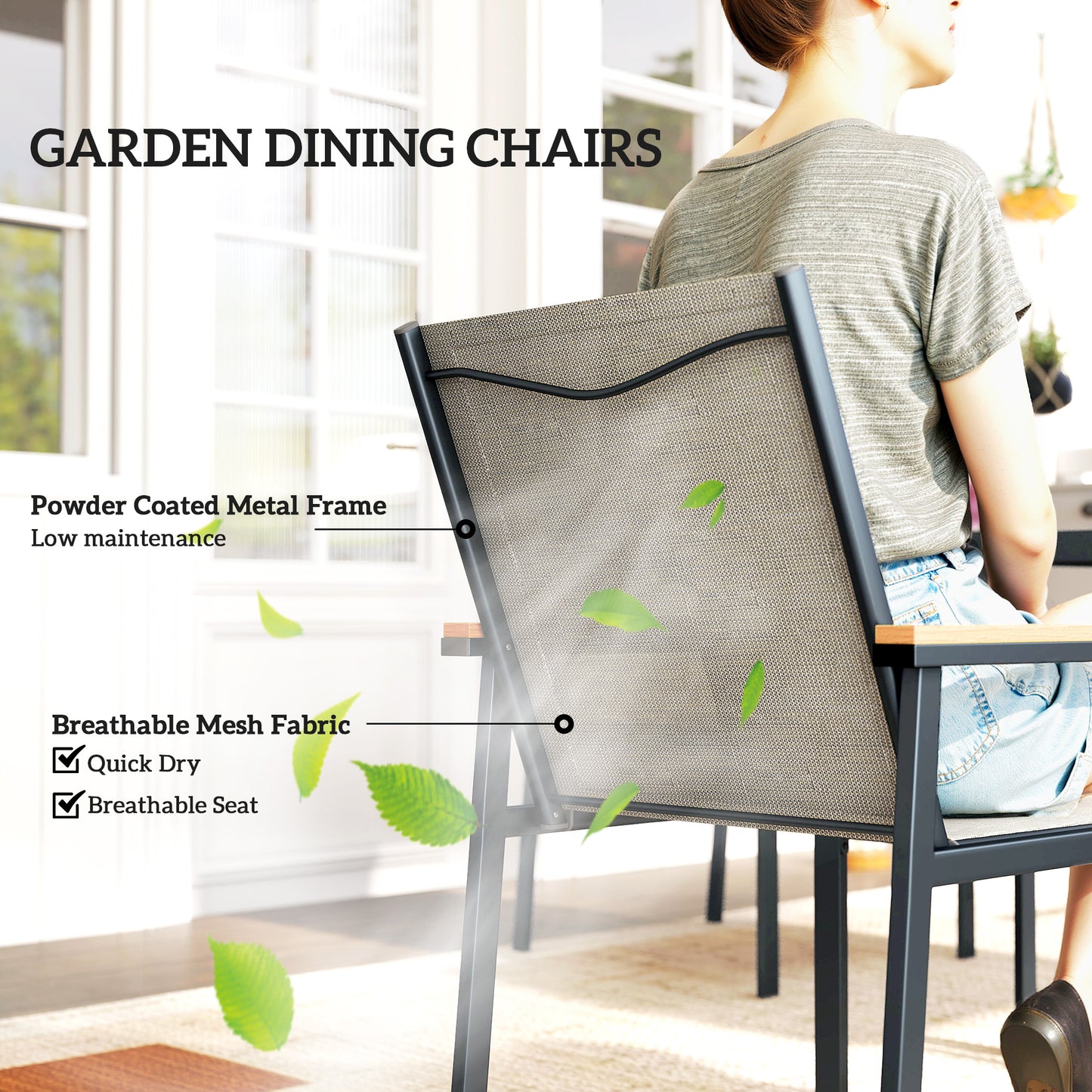 Outsunny Seven Piece Metal Garden Dining Set With Glass Top Table Khaki Outdoor Patio Furniture