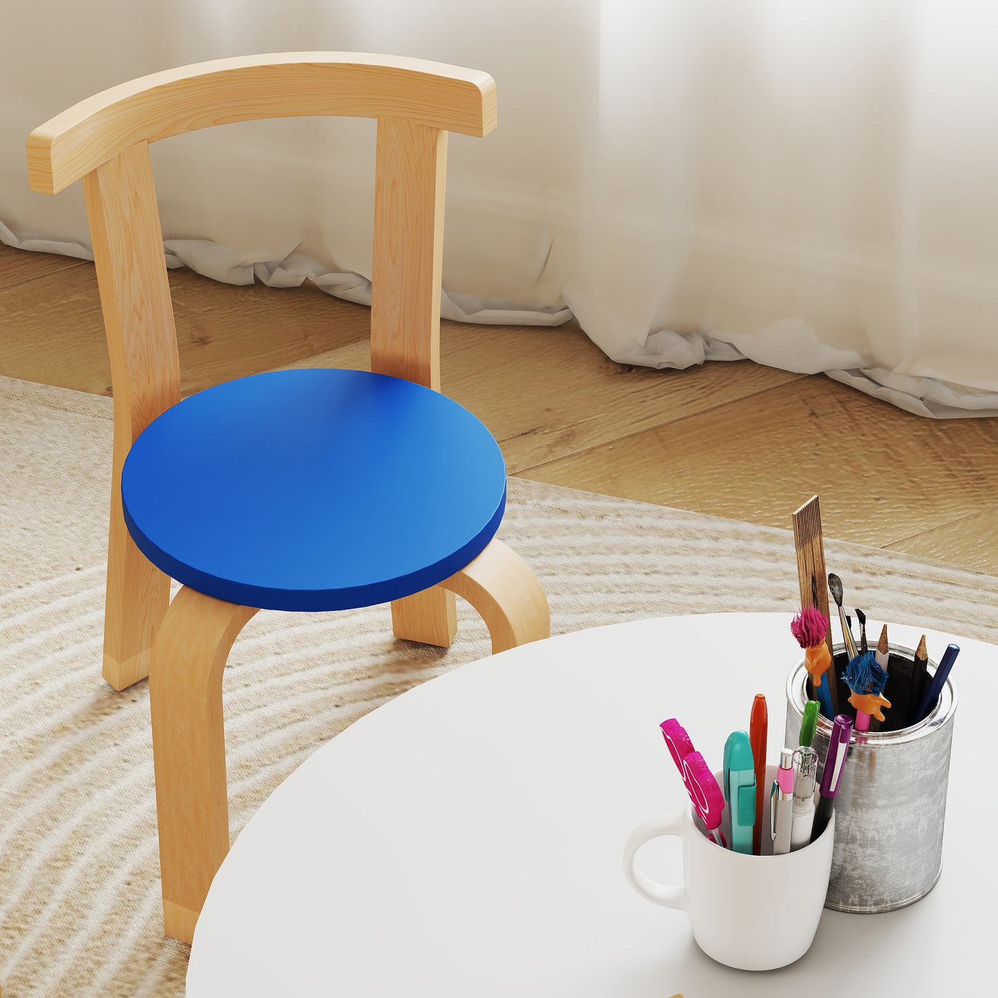 AIYAPLAY 5 Piece Kids Table and Chairs Set Toddler Table and Chairs Set for Nursery Playroom Classroom Ages 3 to 8