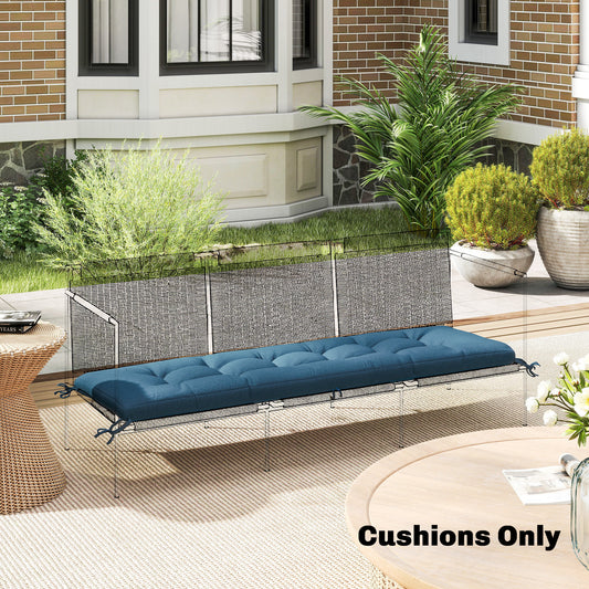 Outsunny Memory Foam Sun Lounger Cushion With Ties For 190 X 60 Cm Lounger Outdoor Blue Pad