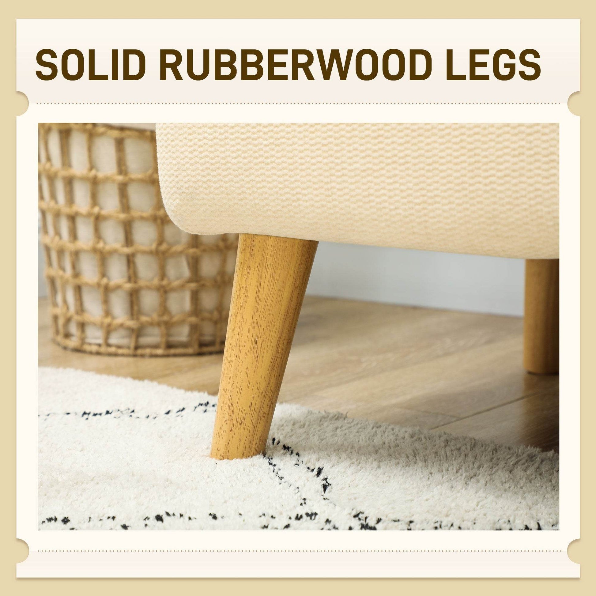 Cream White Velvet Comfort 2-Seater Loveseat with Thick Padding and Sturdy Wood Legs - ALL4U RETAILER LTD