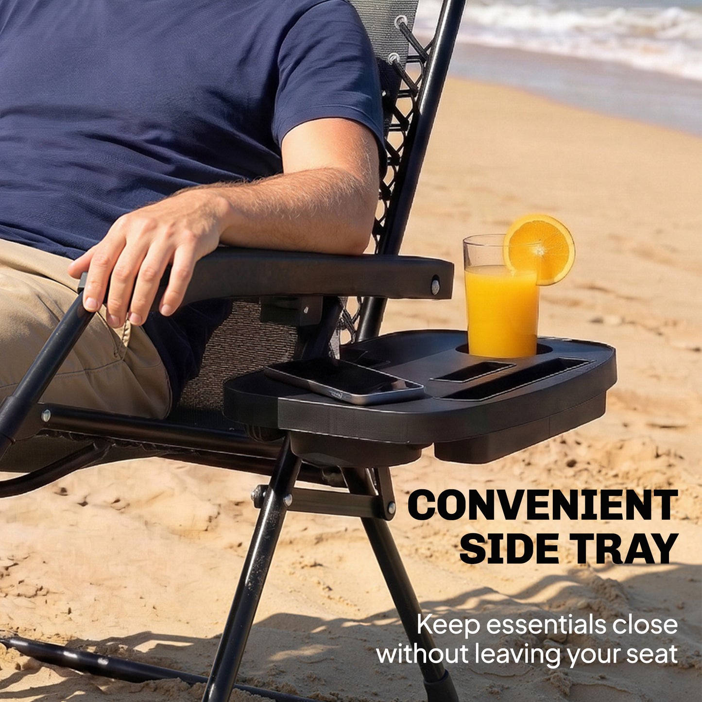 Outsunny Zero Gravity Folding Sun Lounger Recliner With Arm Pads Cushion Cup Holder Headrest Light Grey