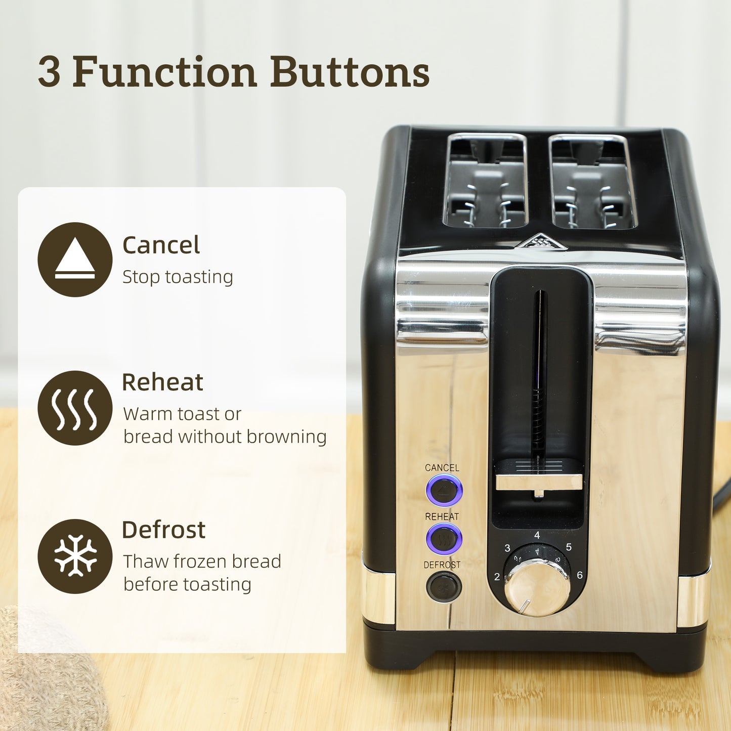HOMCOM Sleek Textured Kettle And Toaster Set Matte Black Finish With Otter Thermostat 1.7L Kettle