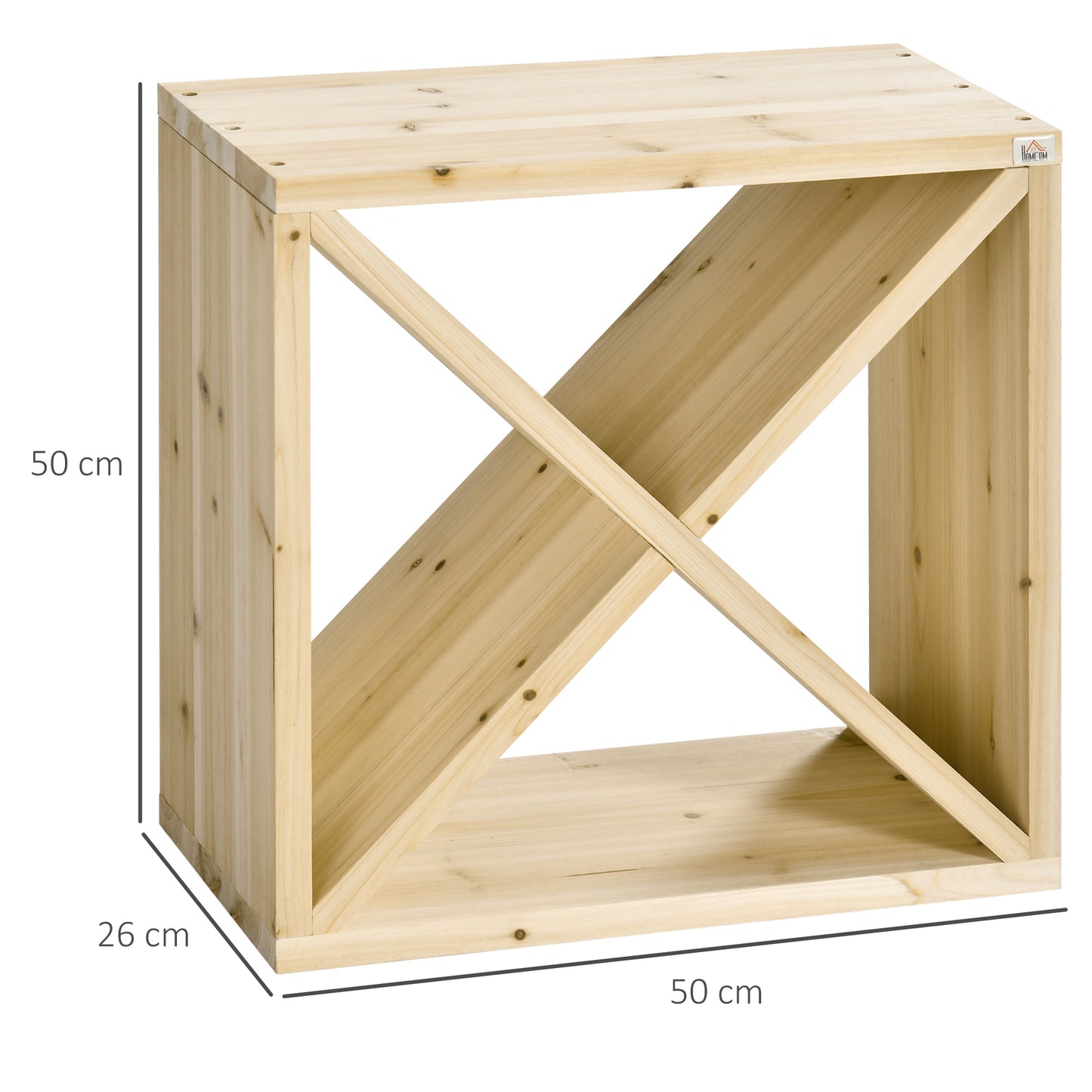 HOMCOM 24 Bottles Solid Wood Wine Rack Stand With X Cube Design Natural Finish For Compact Wine Storage