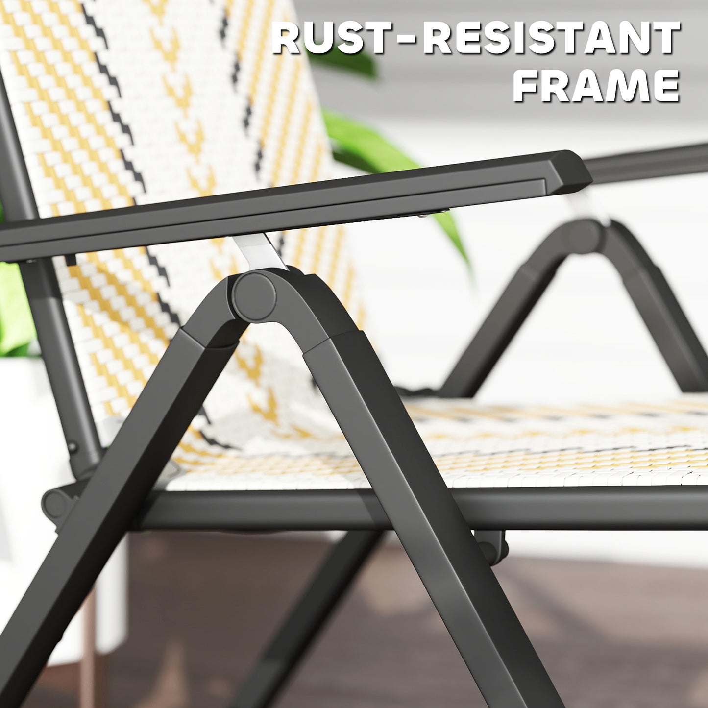 Outsunny Set Of Two Rattan Reclining Garden Chairs Foldable With Five Position Backrests Multicolour