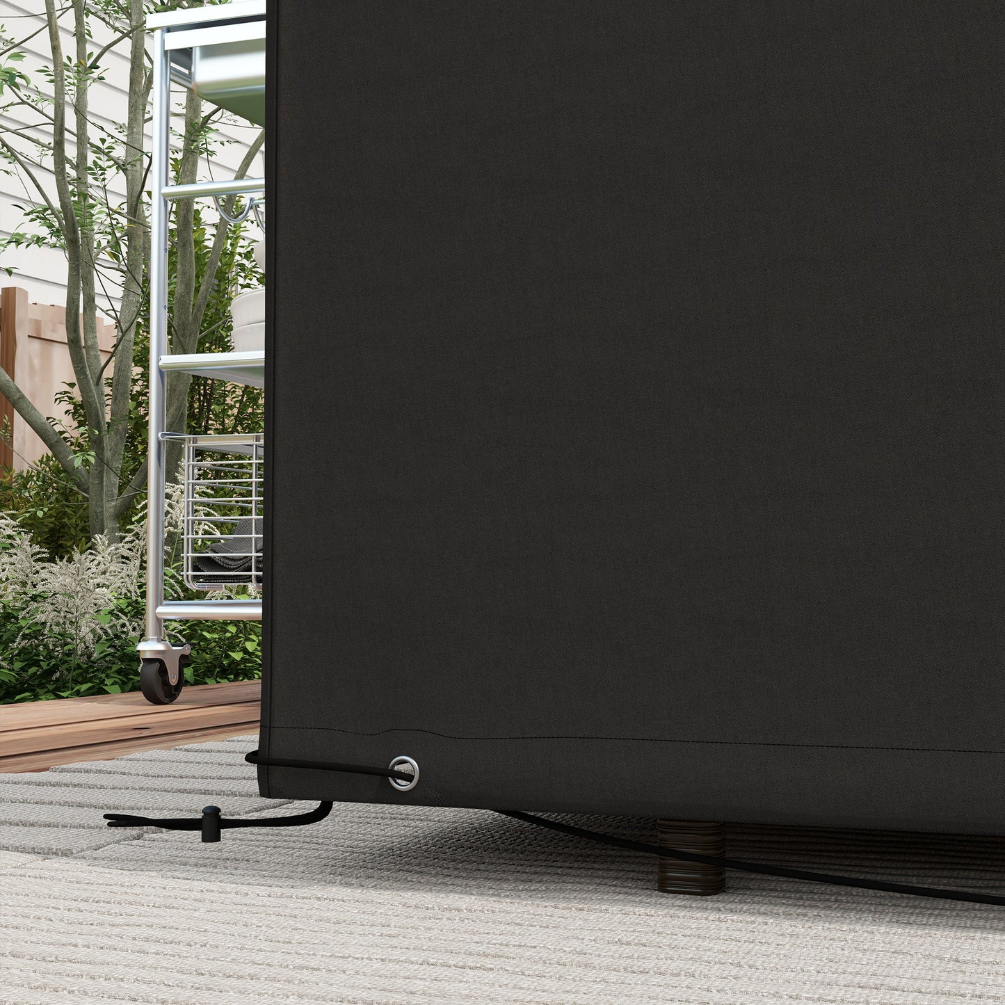 Outsunny Furniture Cover Waterproof Anti UV 600D Heavy Duty Oxford Fabric Rectangular Sofa Table Black 245x165x66 cm
