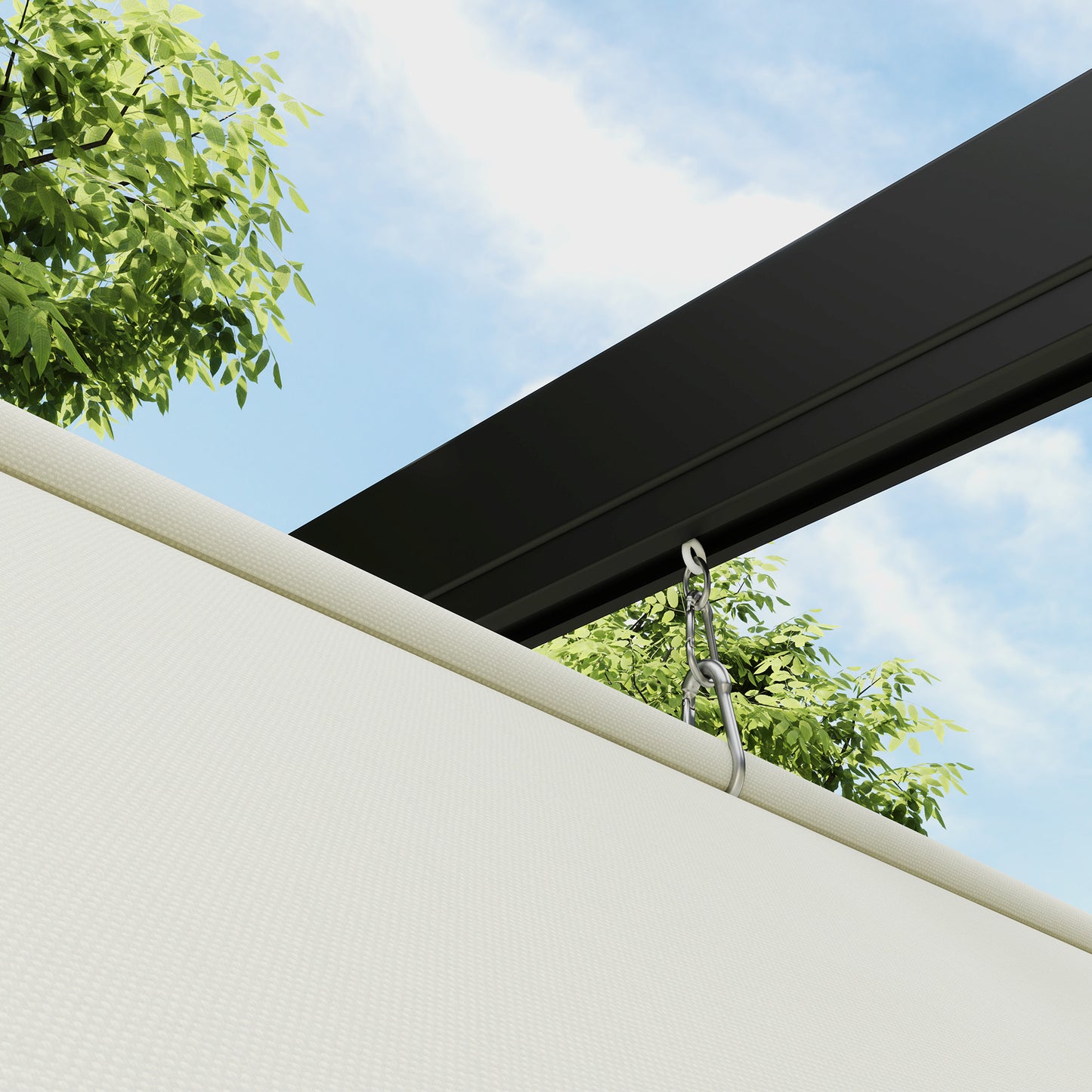 Outsunny 2x3m Lean To Steel Pergola With Retractable Fabric Canopy In Khaki For Outdoor Shade