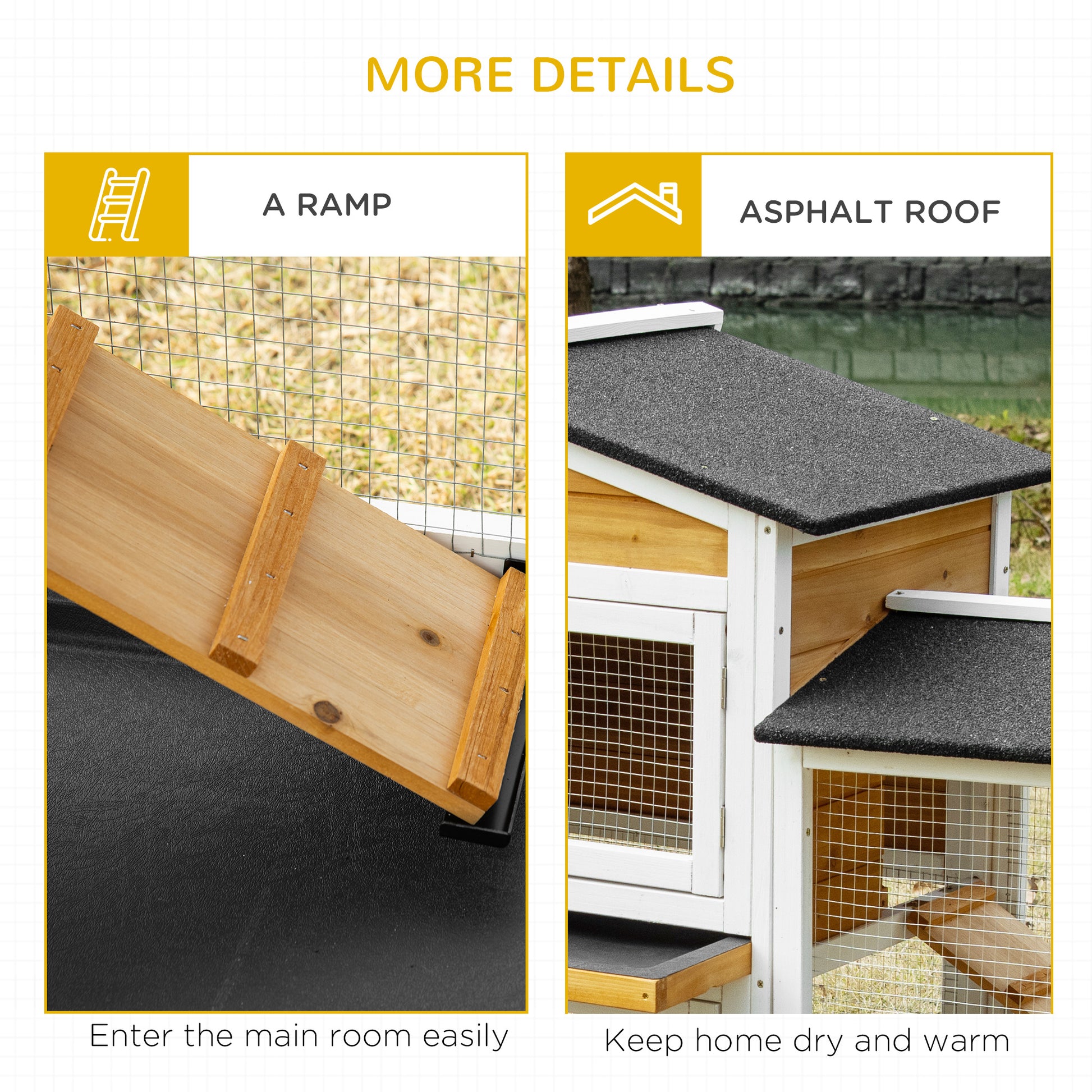 PawHut Deluxe 2-Tier Wooden Rabbit Hutch with Double-Sided Run and Removable Tray for Small Animals - ALL4U RETAILER LTD