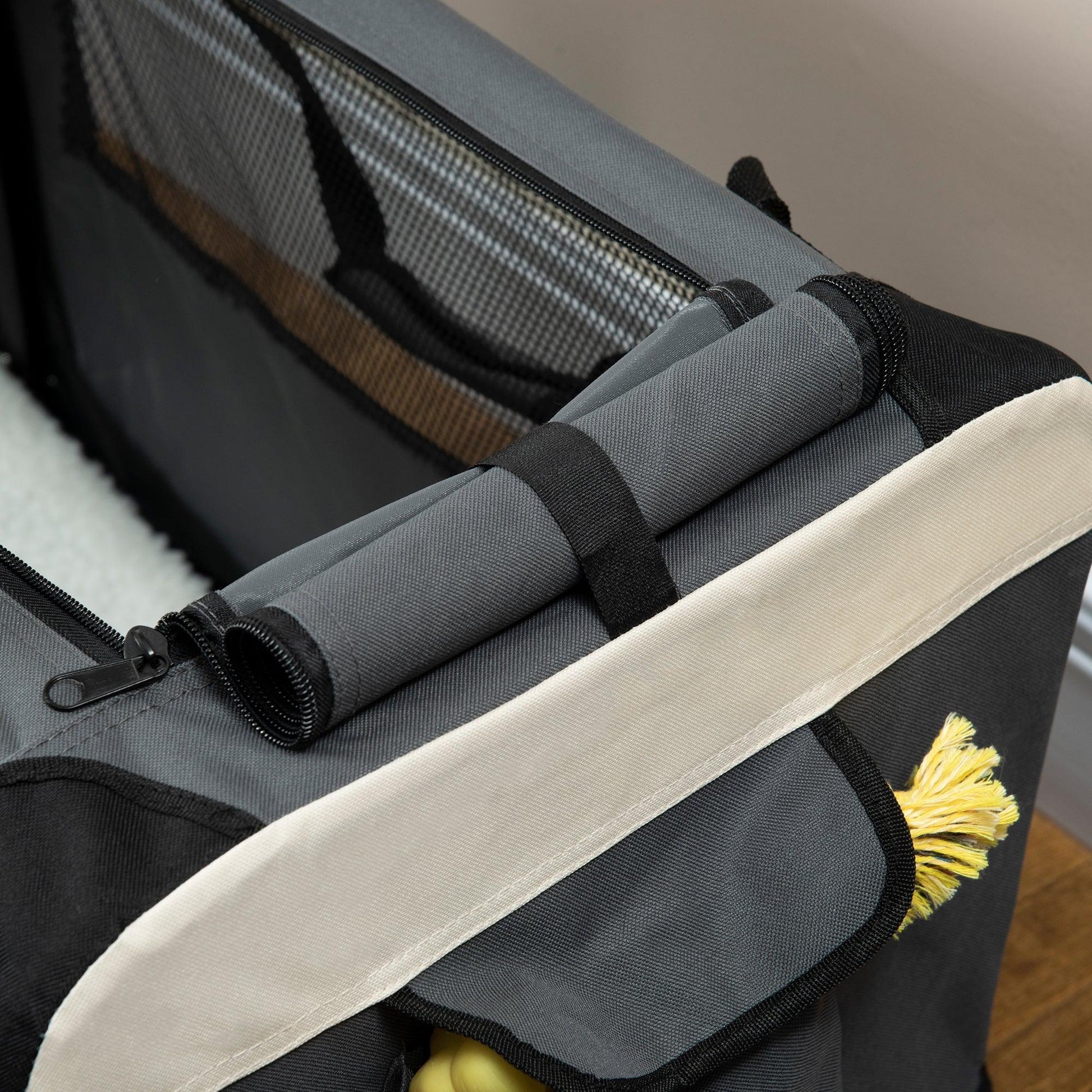 PawHut 60cm Foldable Pet Carrier Bag Soft Travel Dog Crate for Mini Dogs Grey - ALL4U RETAILER LTD