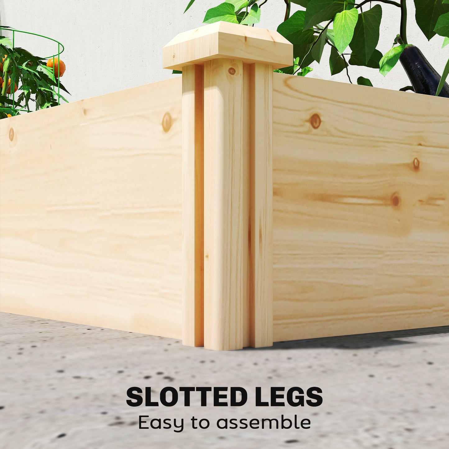 Outsunny Raised Garden Bed Wooden Planter Box With Divider Open Bottom For Flowers Herbs Vegetables DIY Painting