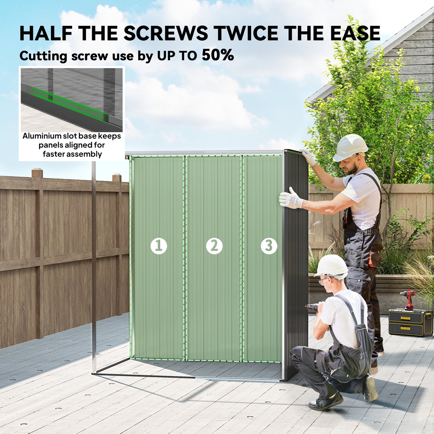 Outsunny Metal Garden Storage Shed Five By Three And A Half Feet With Effortless Assembly Waterproof Dark Grey Gloves